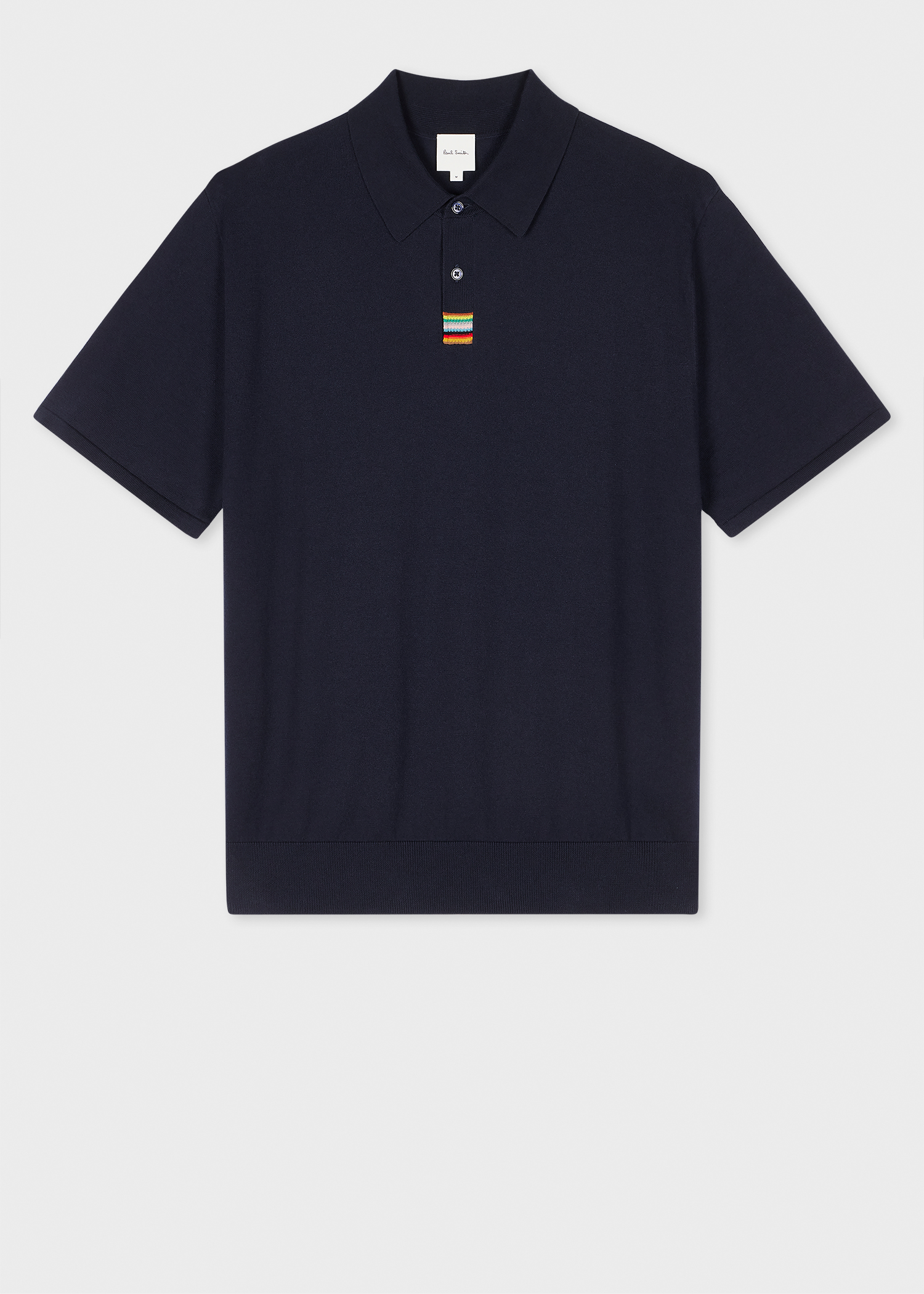 Navy Organic Cotton 'Signature Stripe' Knitted Polo Shirt