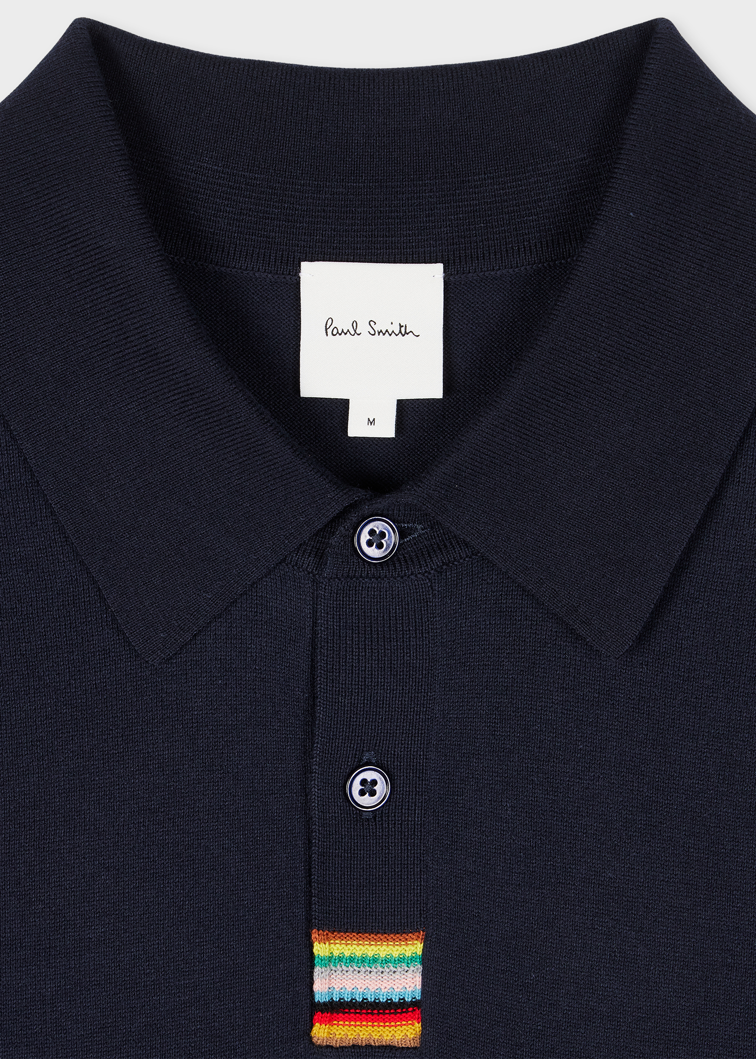 Navy Organic Cotton 'Signature Stripe' Knitted Polo Shirt