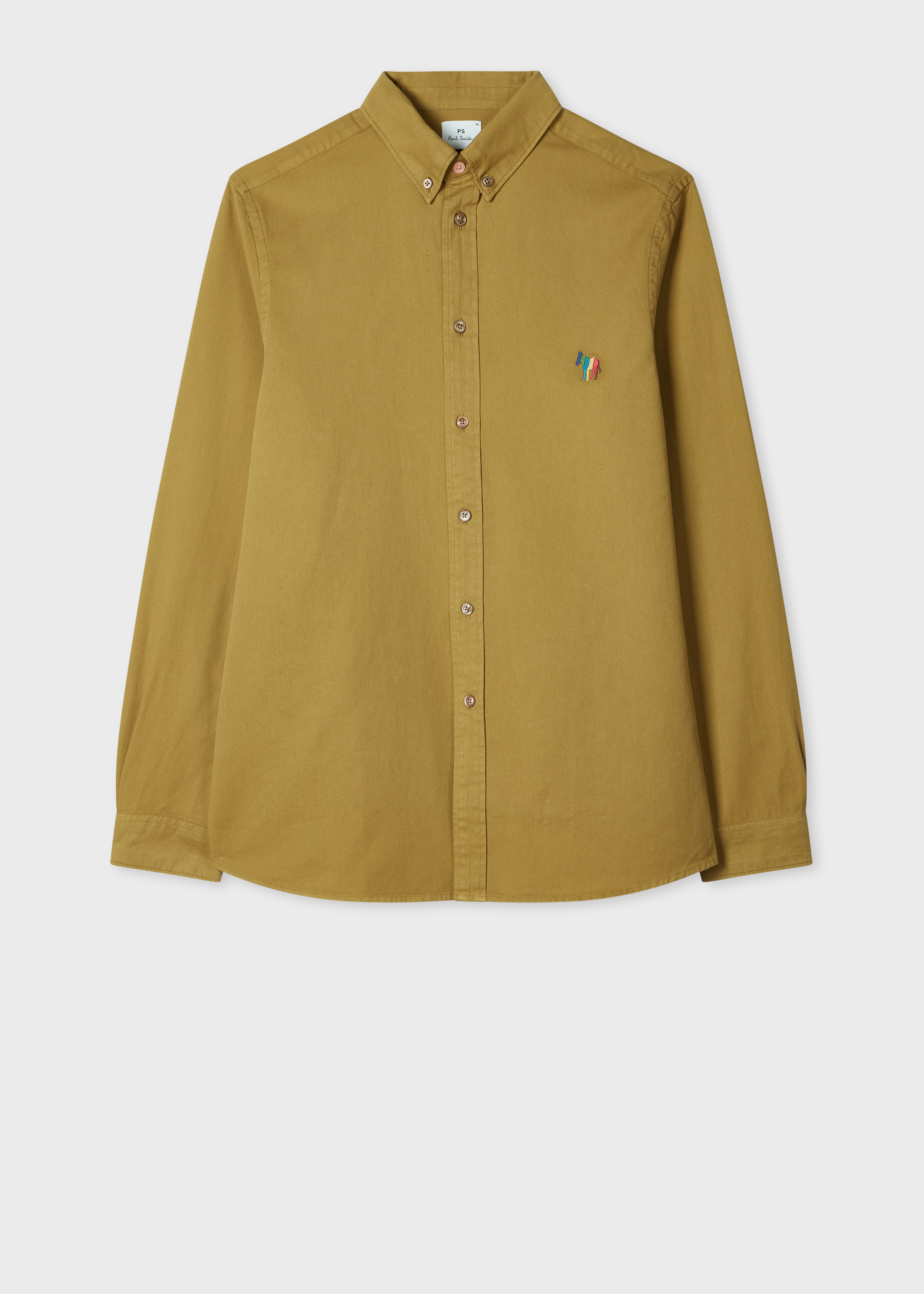 Light Brown Organic Cotton Twill 'Broad Stripe Zebra' Shirt
