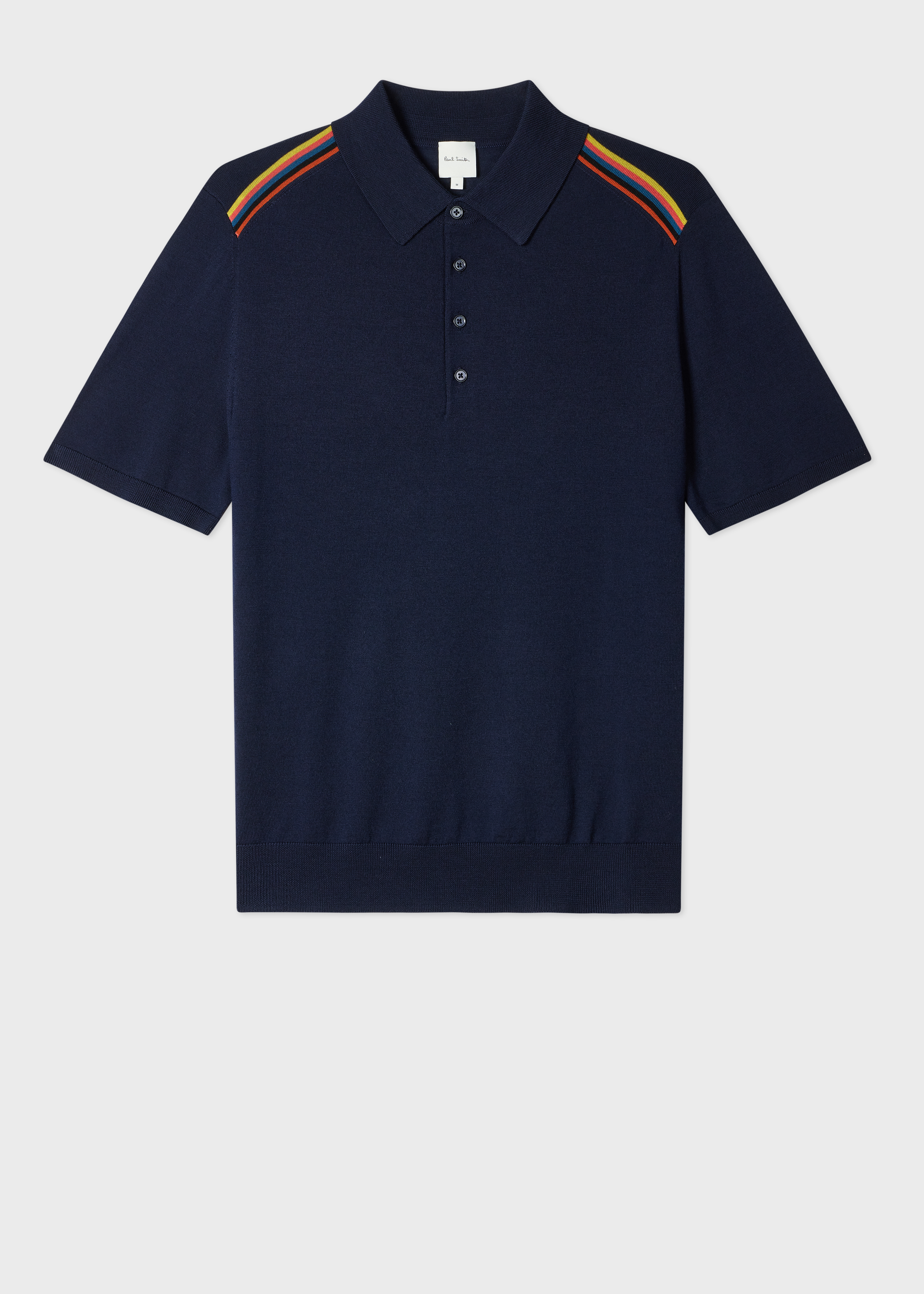 Navy Merino Wool 'Artist Stripe' Polo Shirt