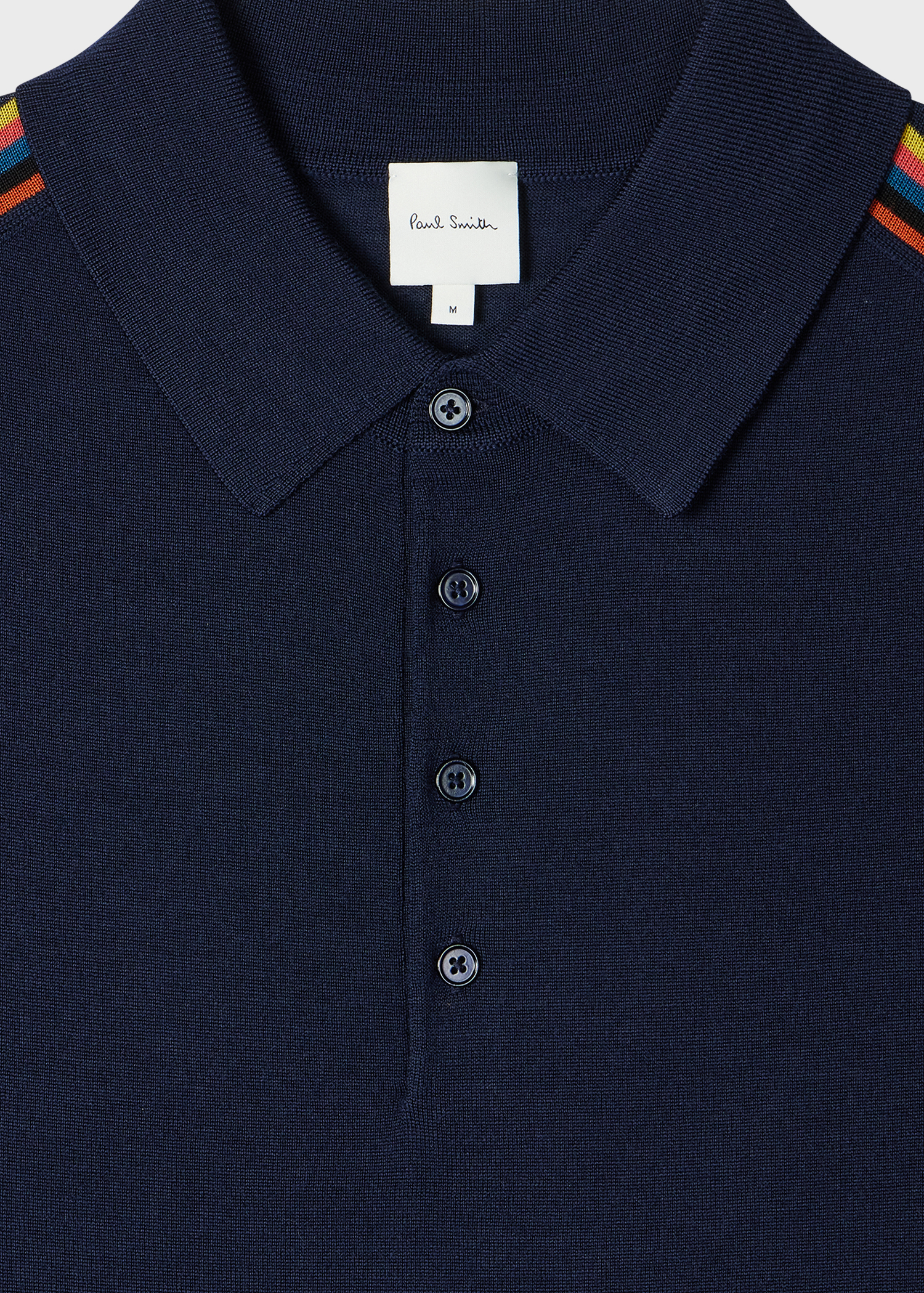 Navy Merino Wool 'Artist Stripe' Polo Shirt