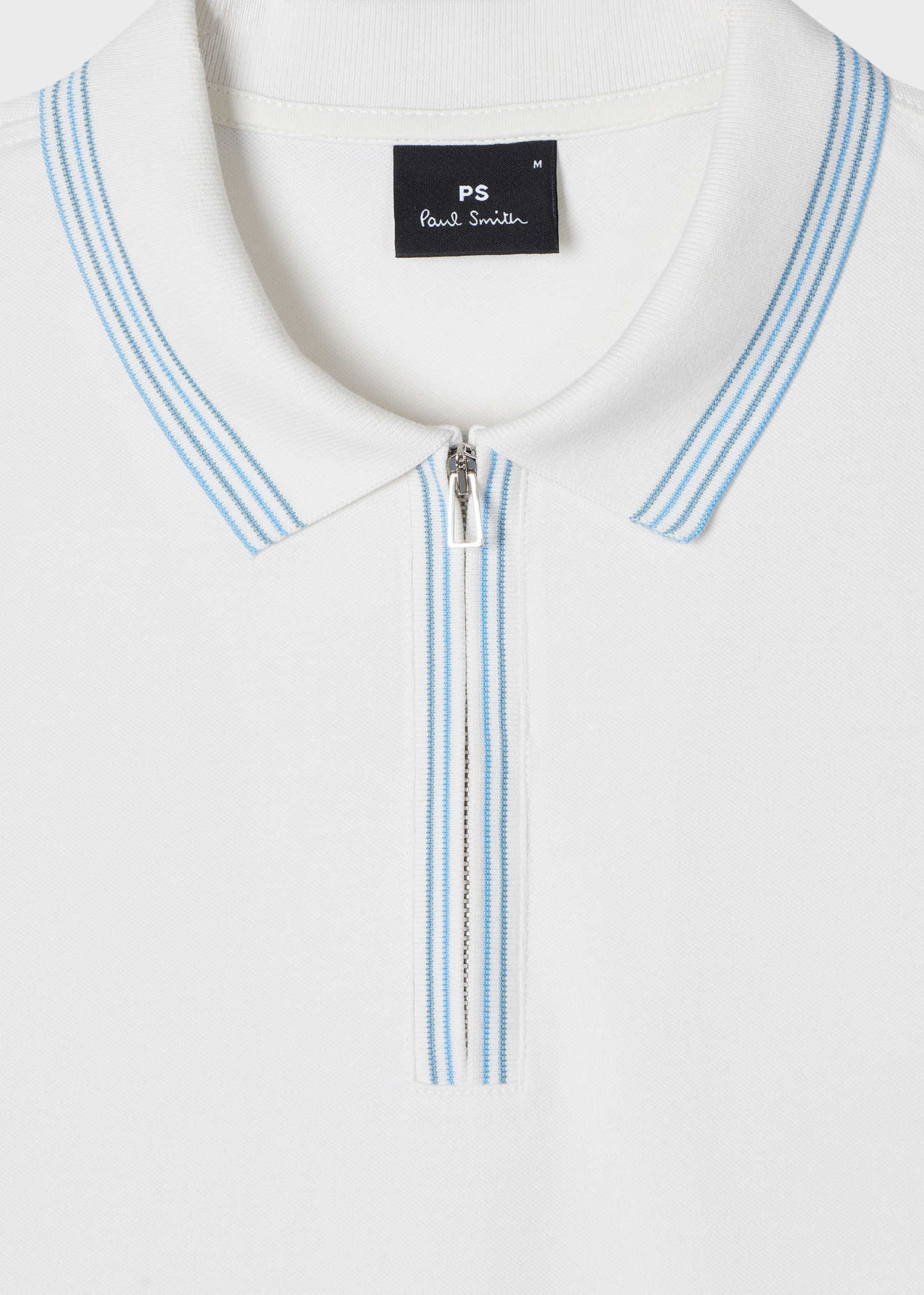 Ecru Zip-Neck Polo Shirt With Contrast Tipping