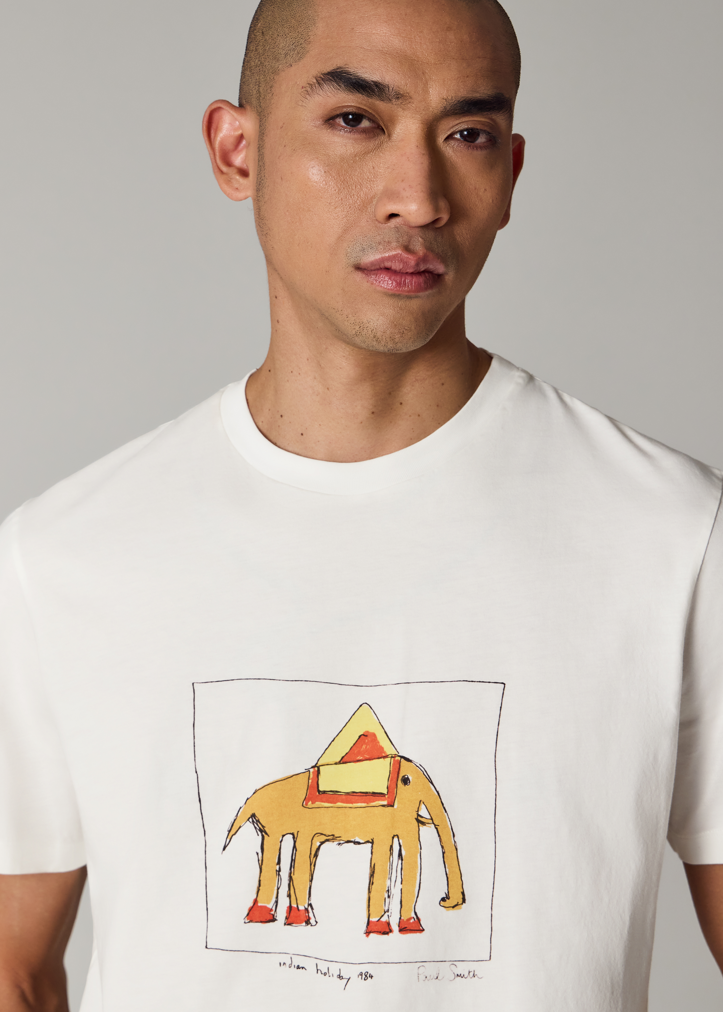 White 'Elephant' Print T-Shirt