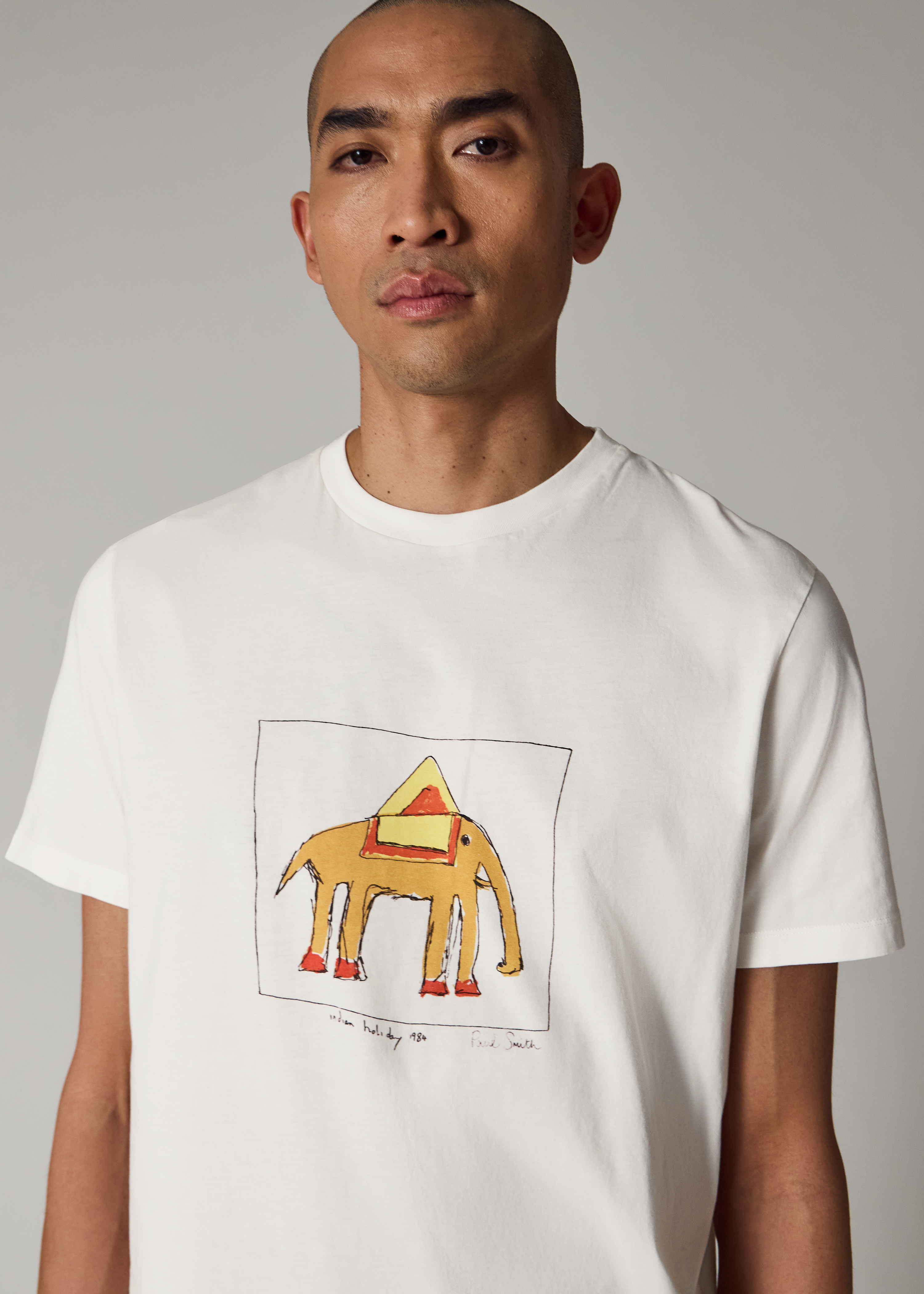White 'Elephant' Print T-Shirt