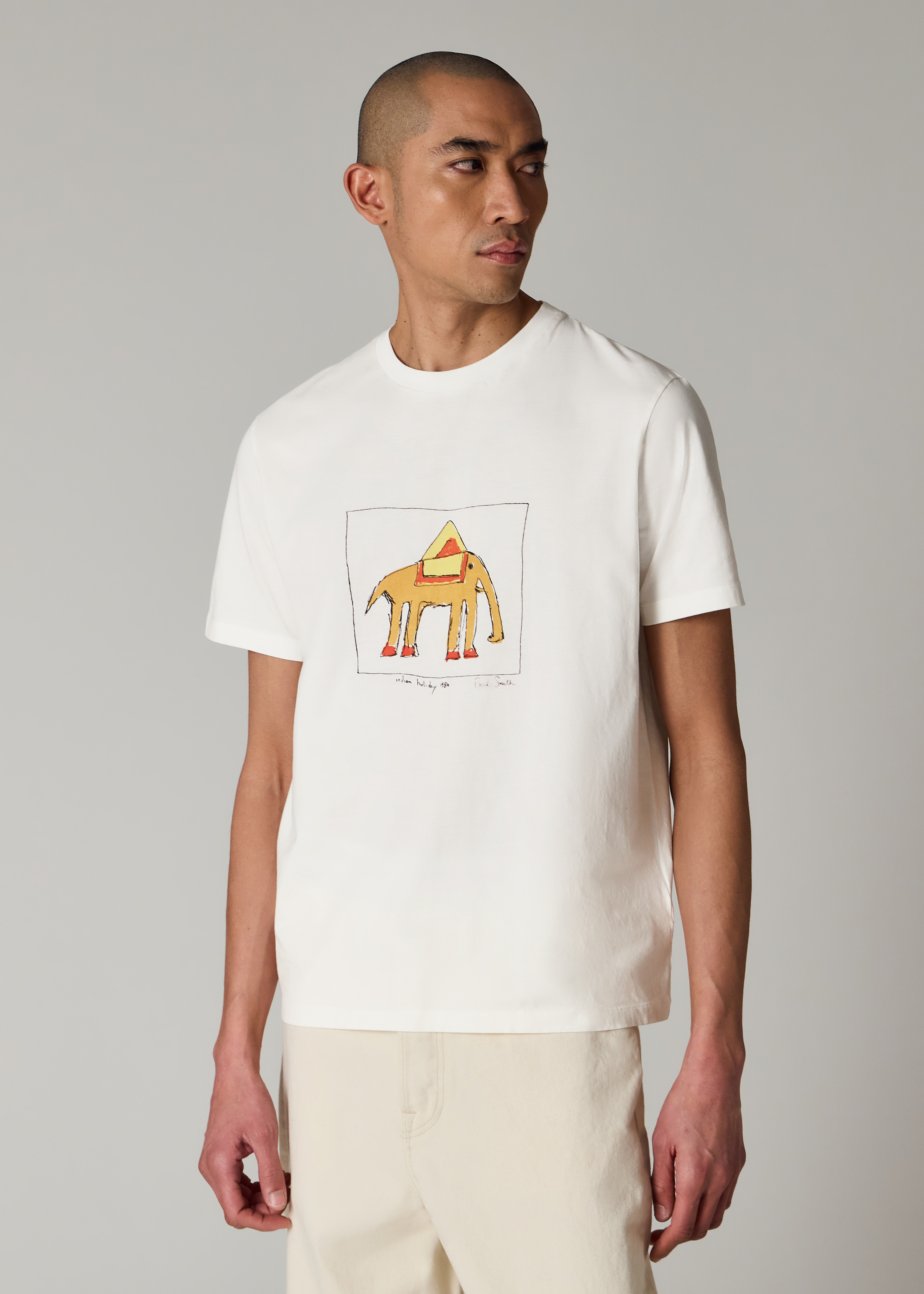 White 'Elephant' Print T-Shirt