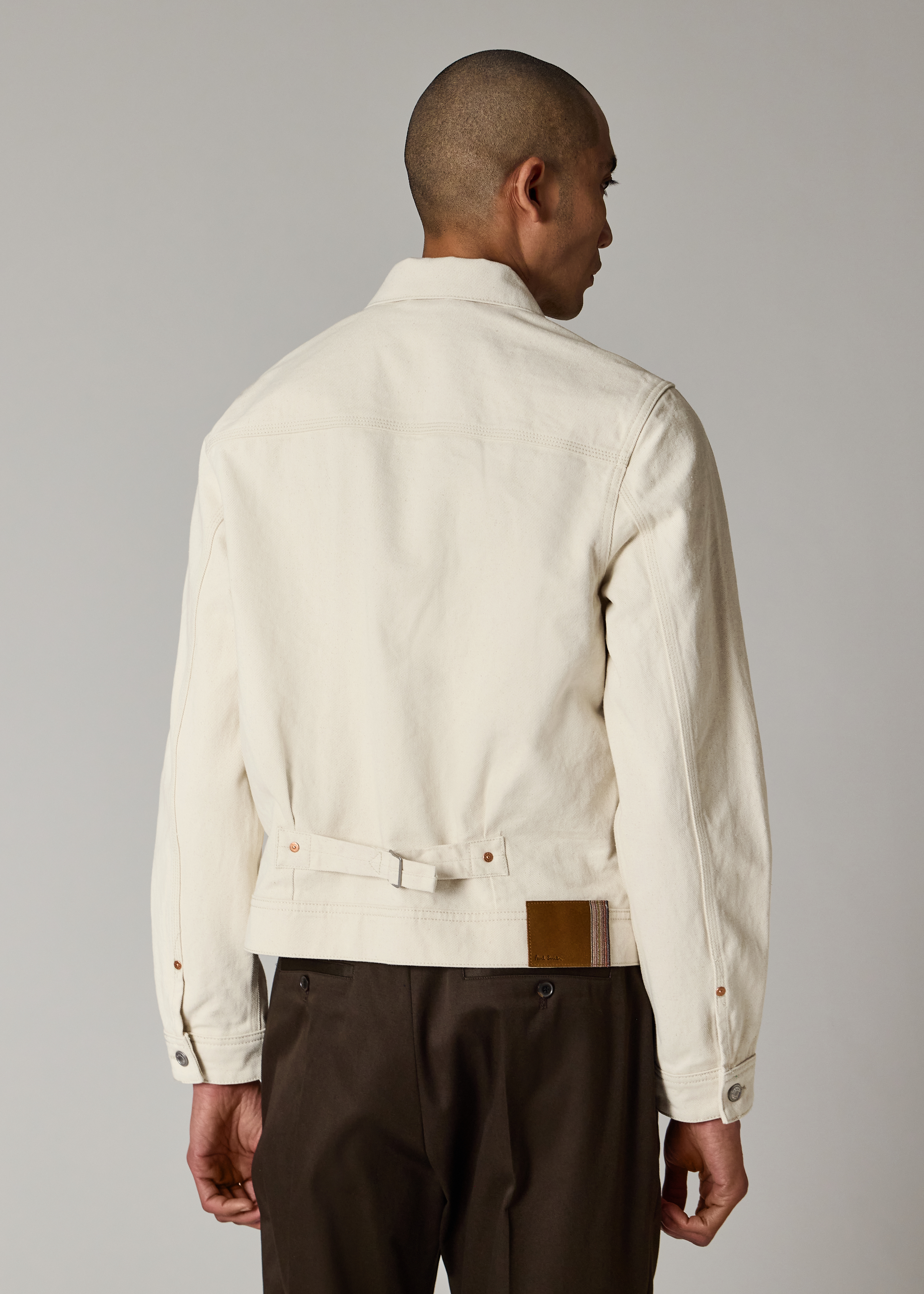 Ecru Pleated Denim Jacket