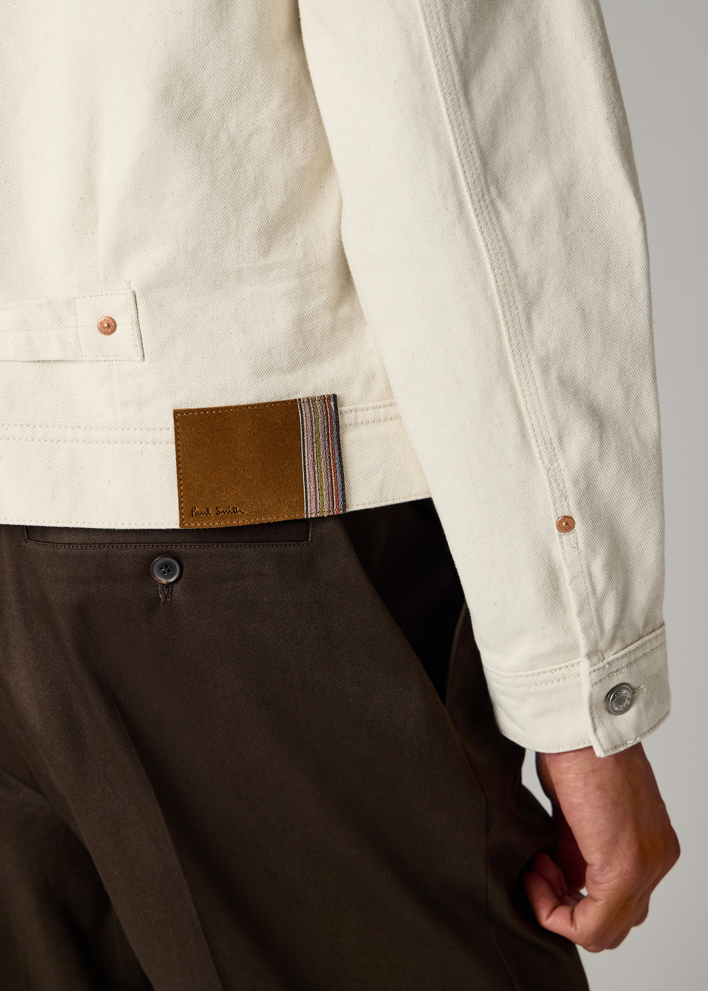 Ecru Pleated Denim Jacket