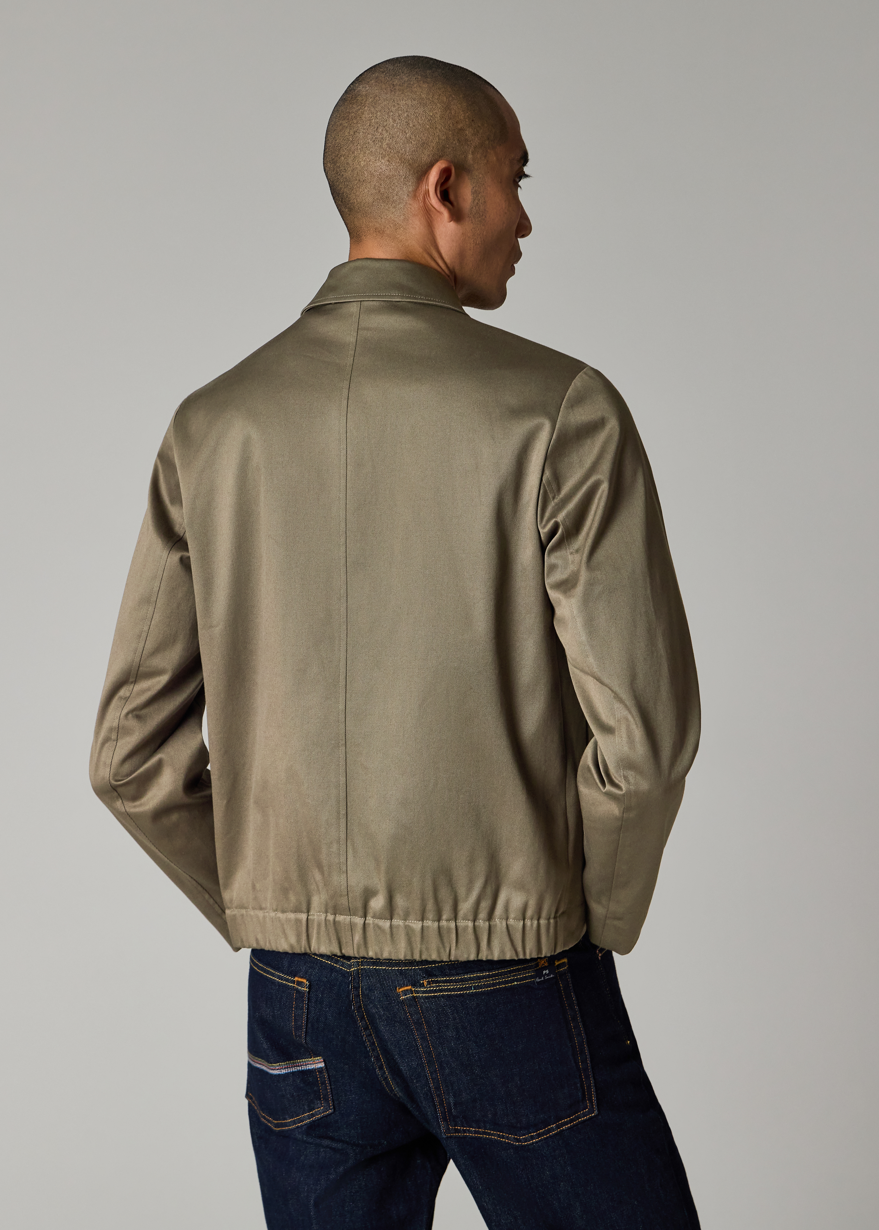 Taupe Stretch-Cotton Zip Jacket