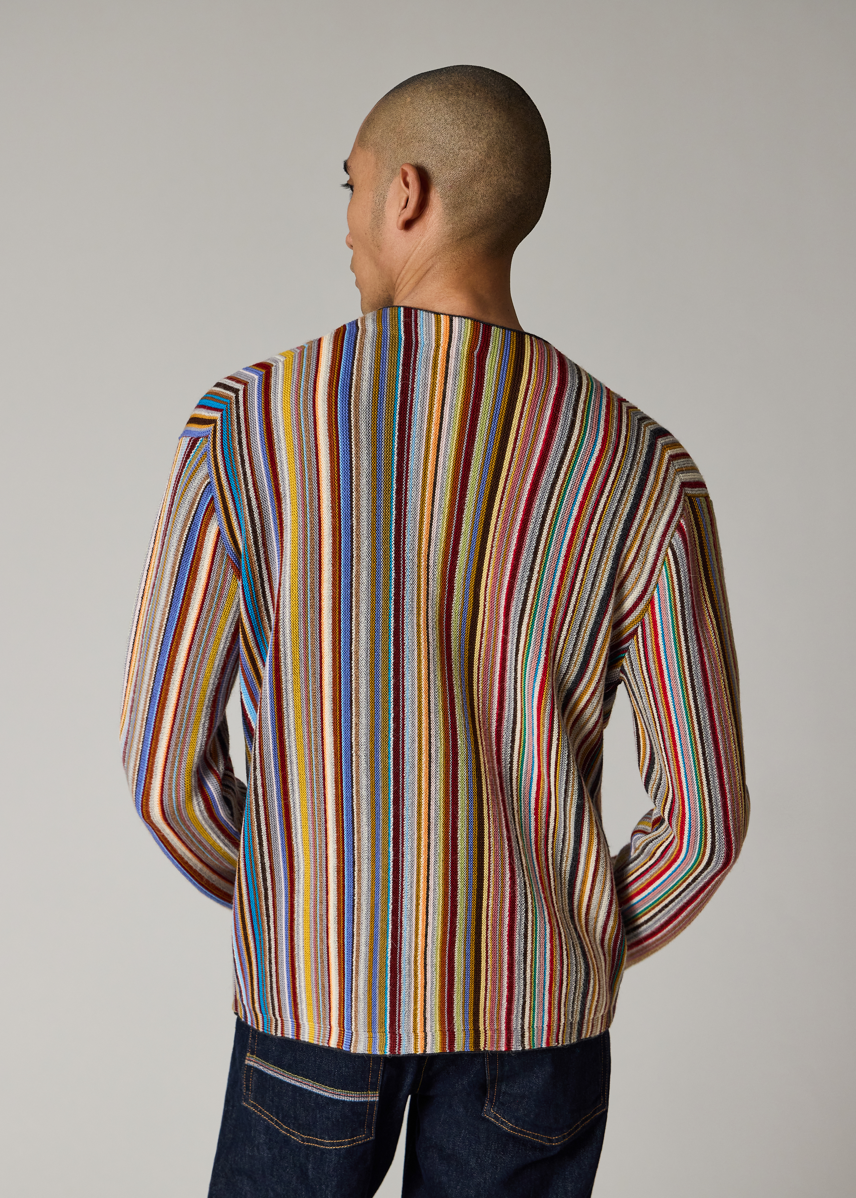'Signature Stripe' Merino Wool-Blend Cardigan