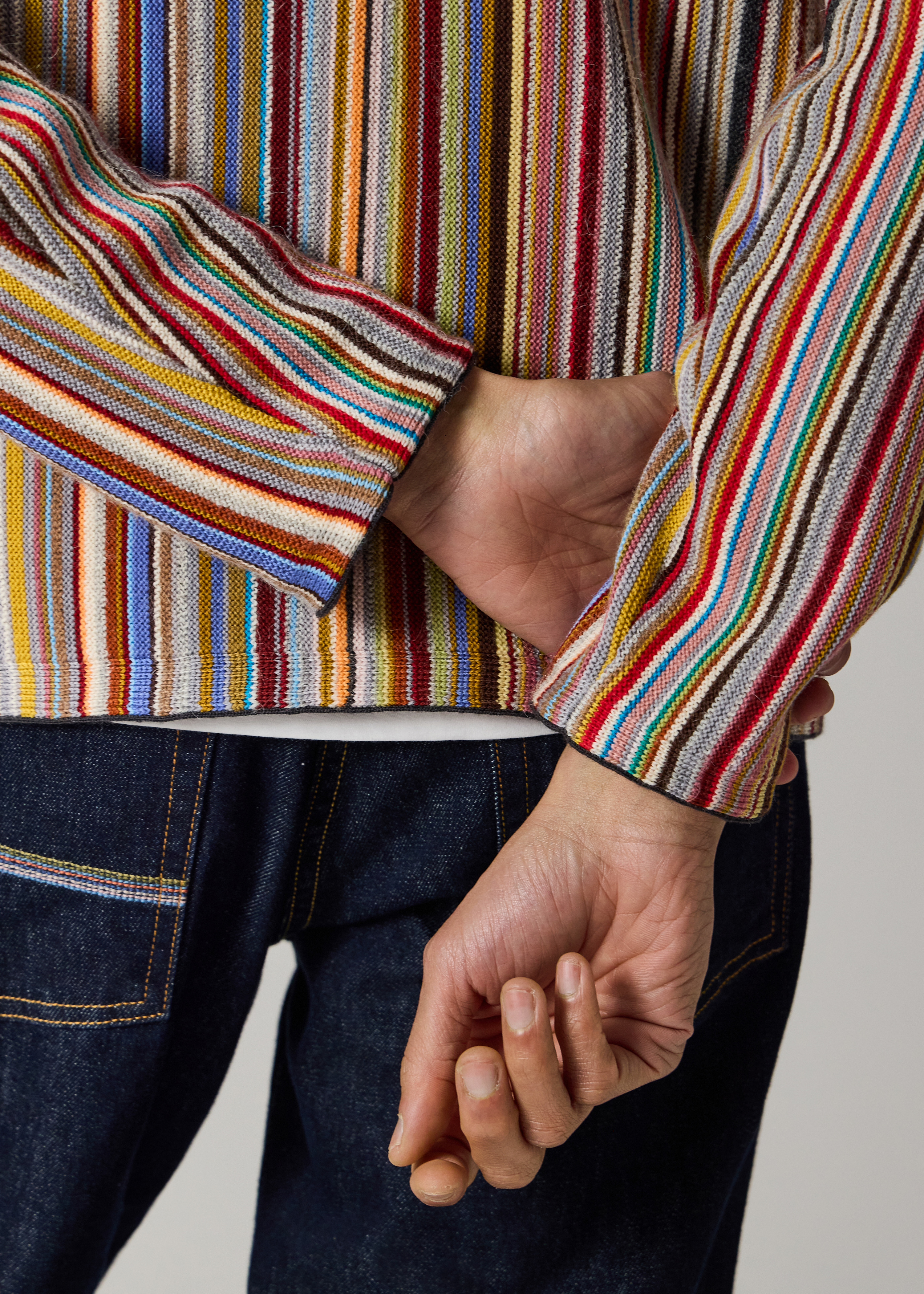 'Signature Stripe' Merino Wool-Blend Cardigan