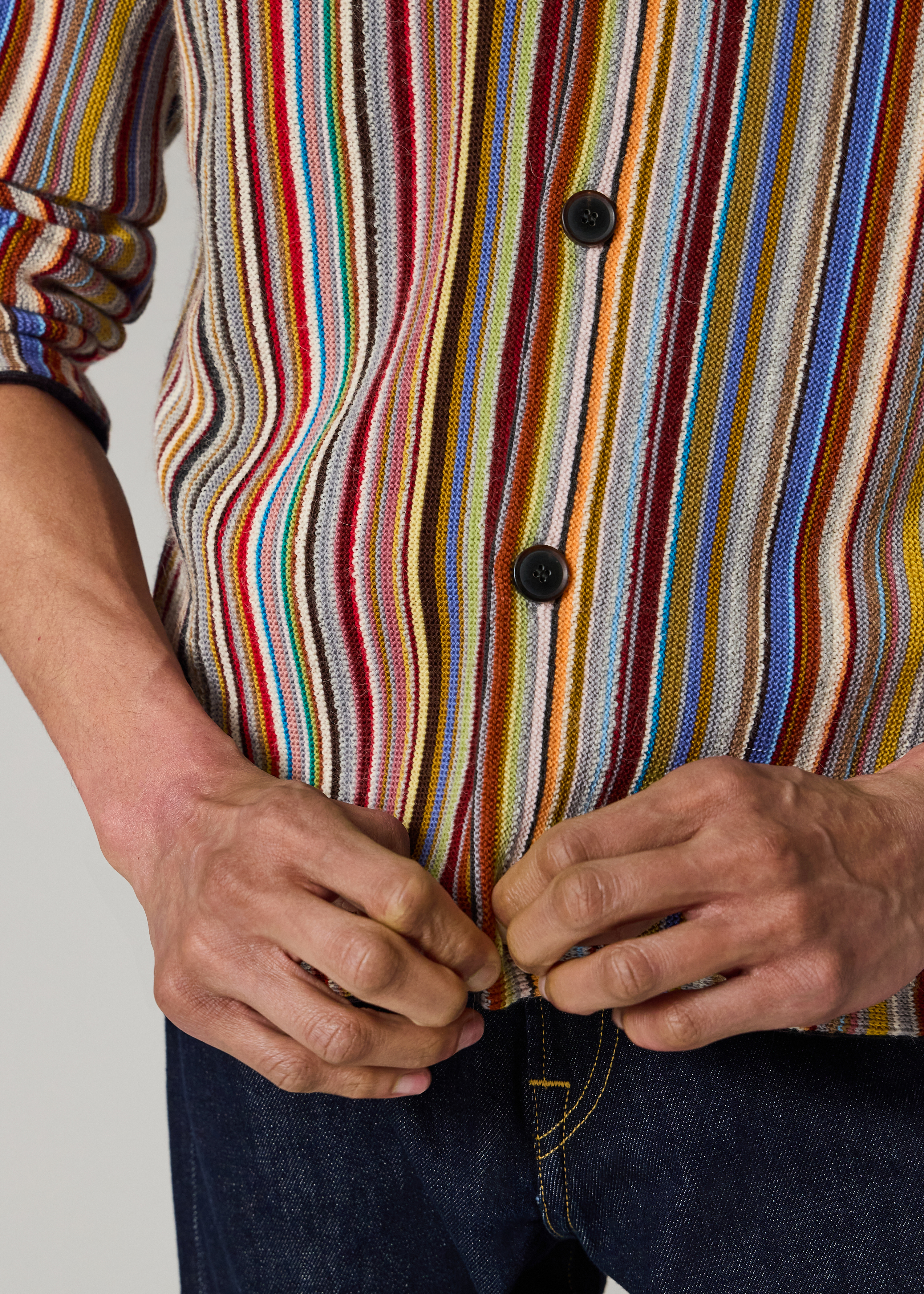'Signature Stripe' Merino Wool-Blend Cardigan