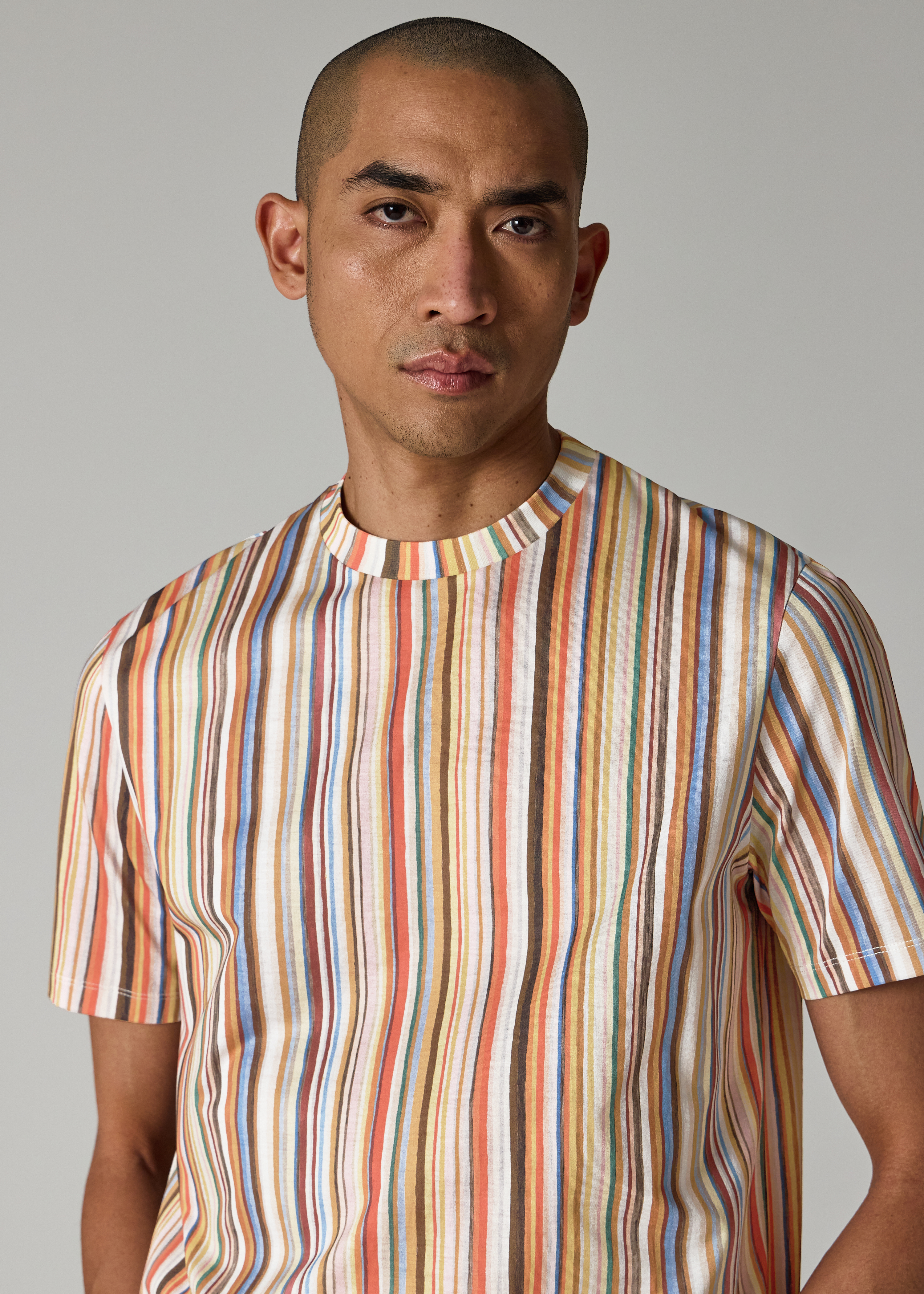 'Painted Signature Stripe' Cotton T-Shirt