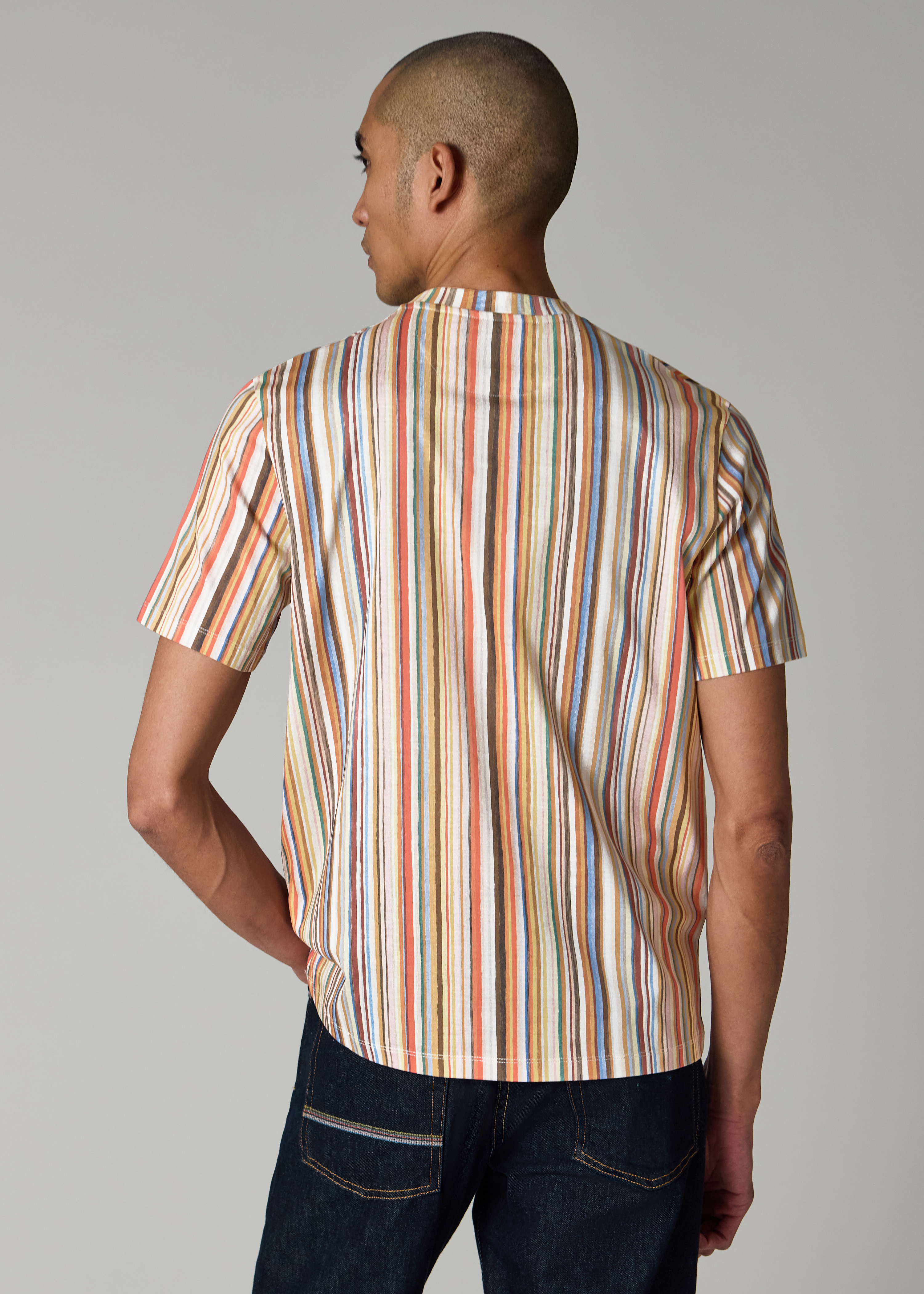 'Painted Signature Stripe' Cotton T-Shirt