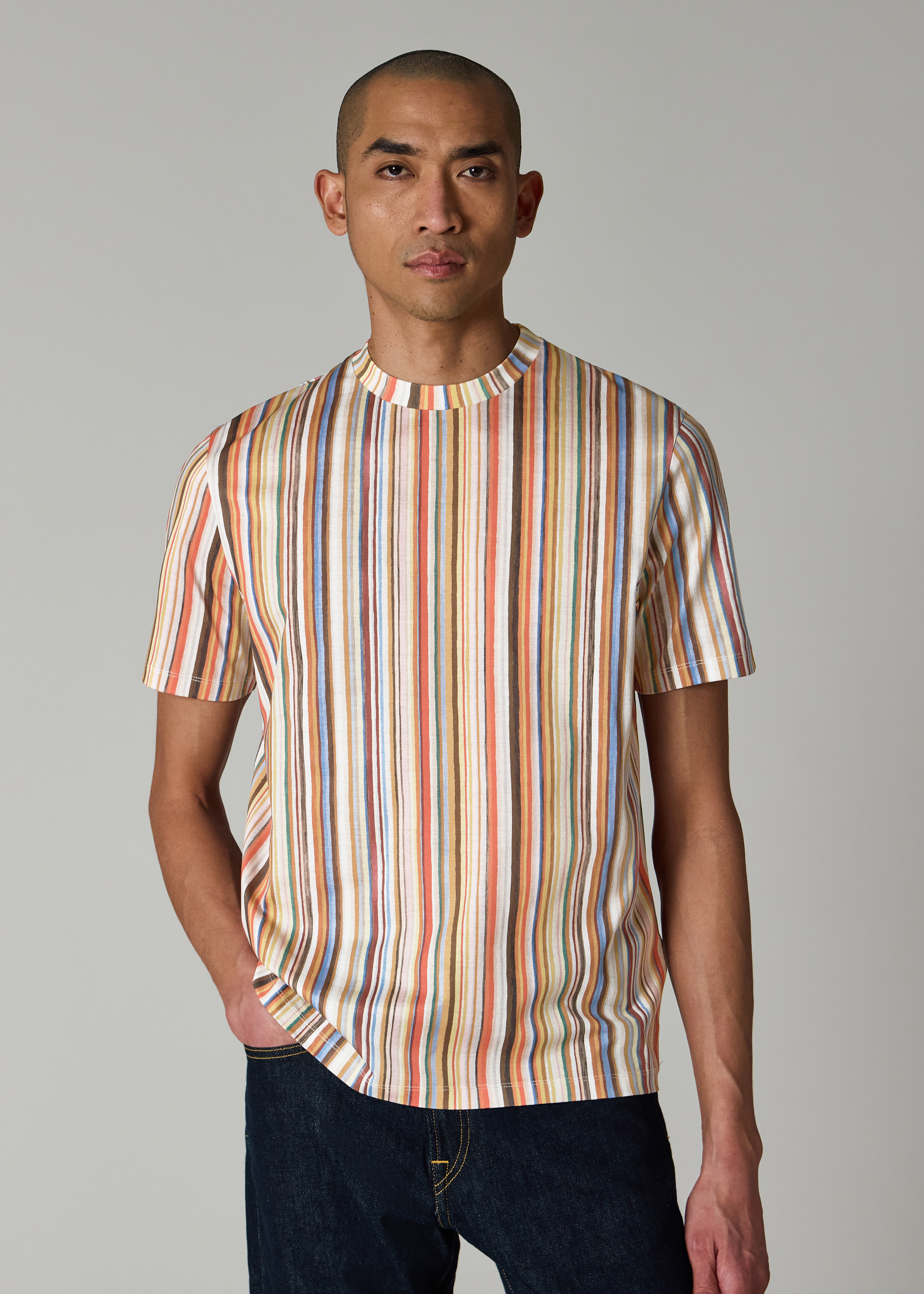 'Painted Signature Stripe' Cotton T-Shirt