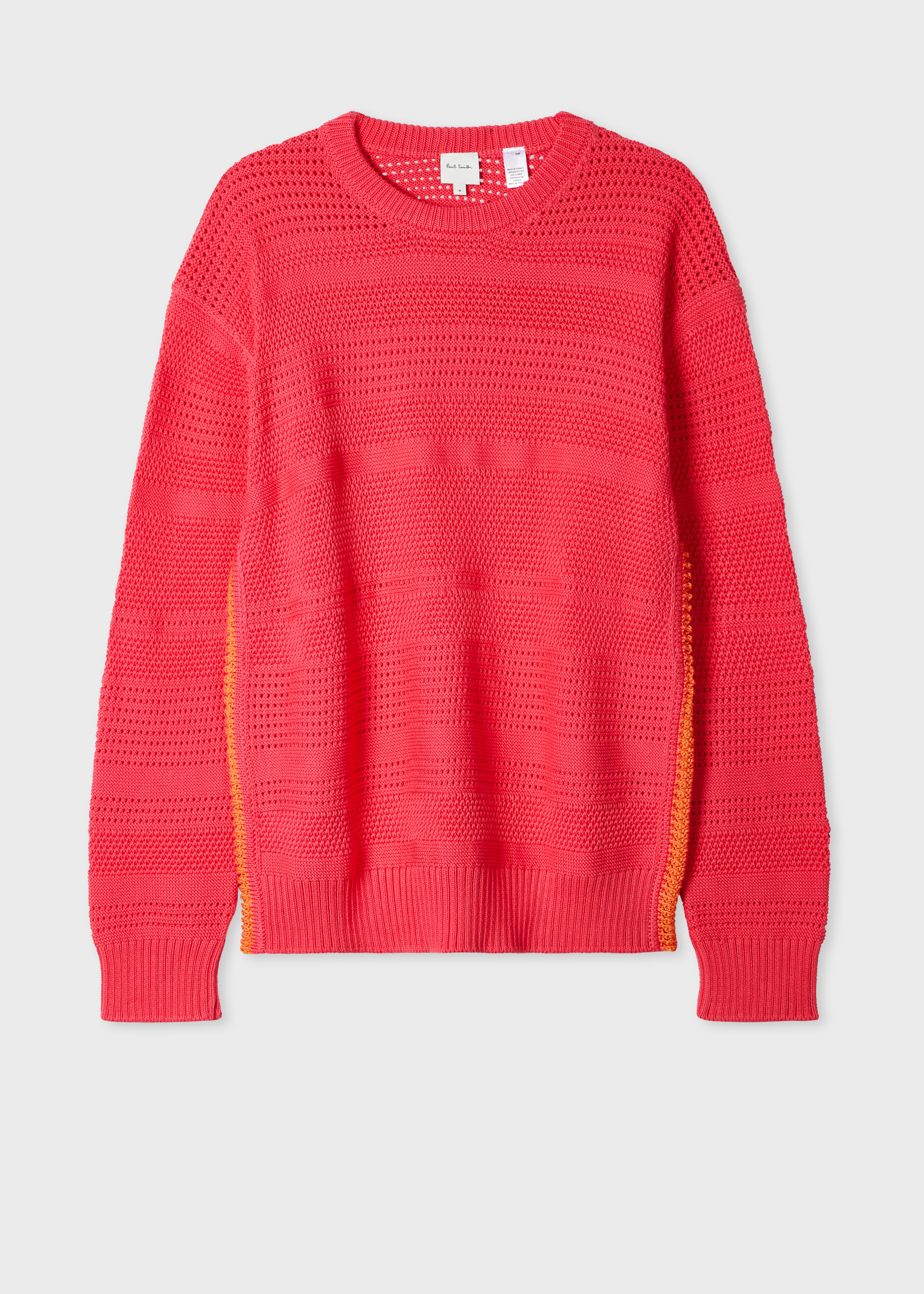 Bright Pink Textured Cotton Sweater