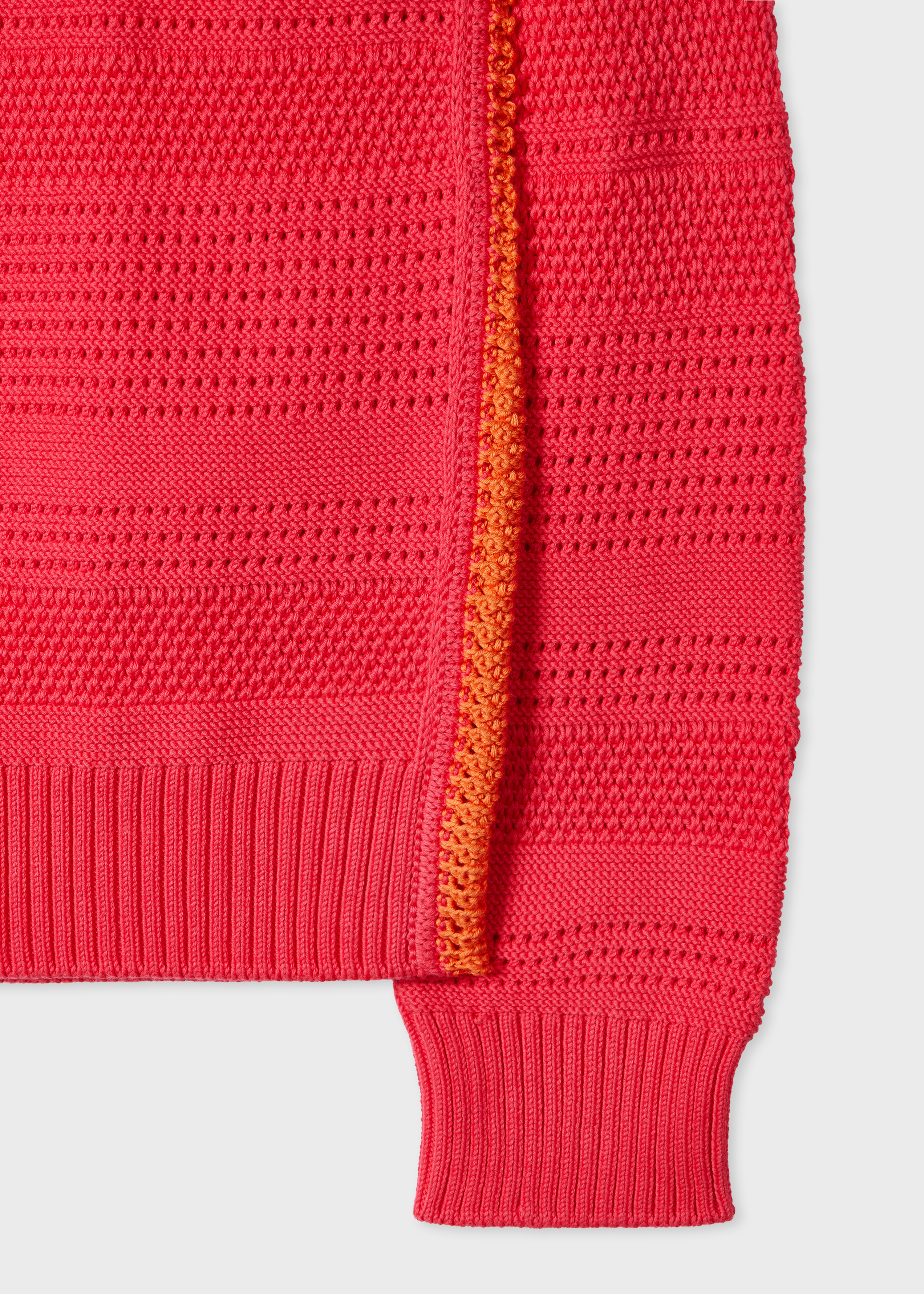 Bright Pink Textured Cotton Sweater