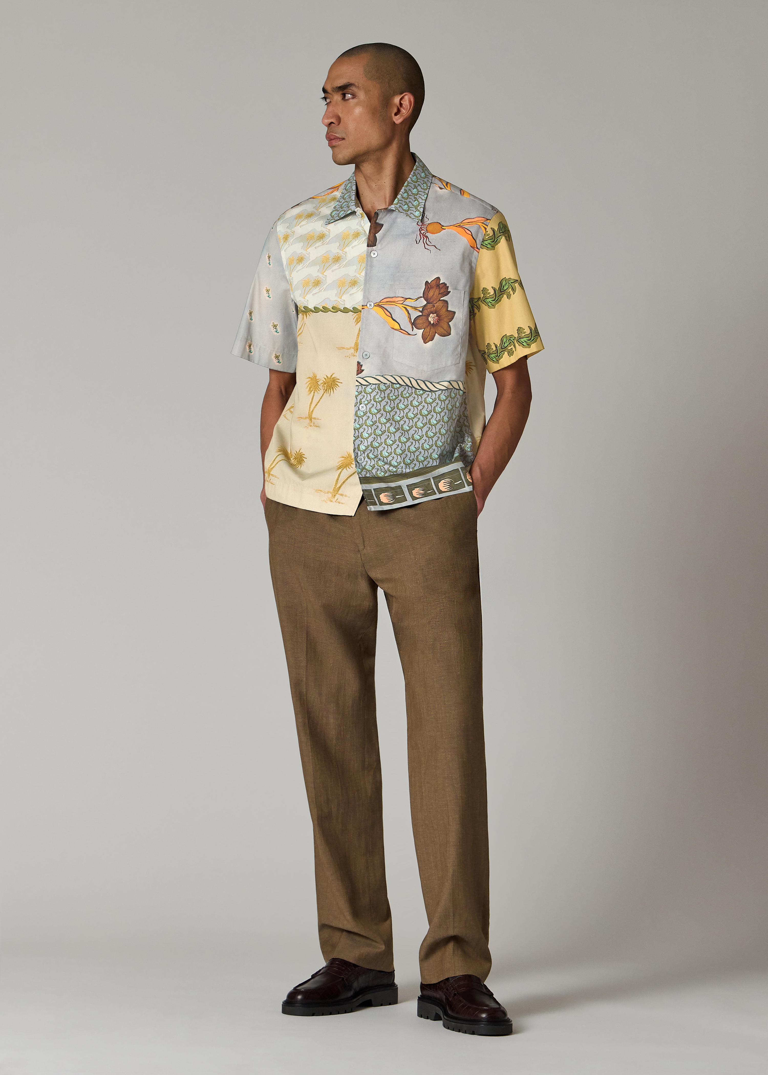 Blue and Yellow 'Textile' Shirt