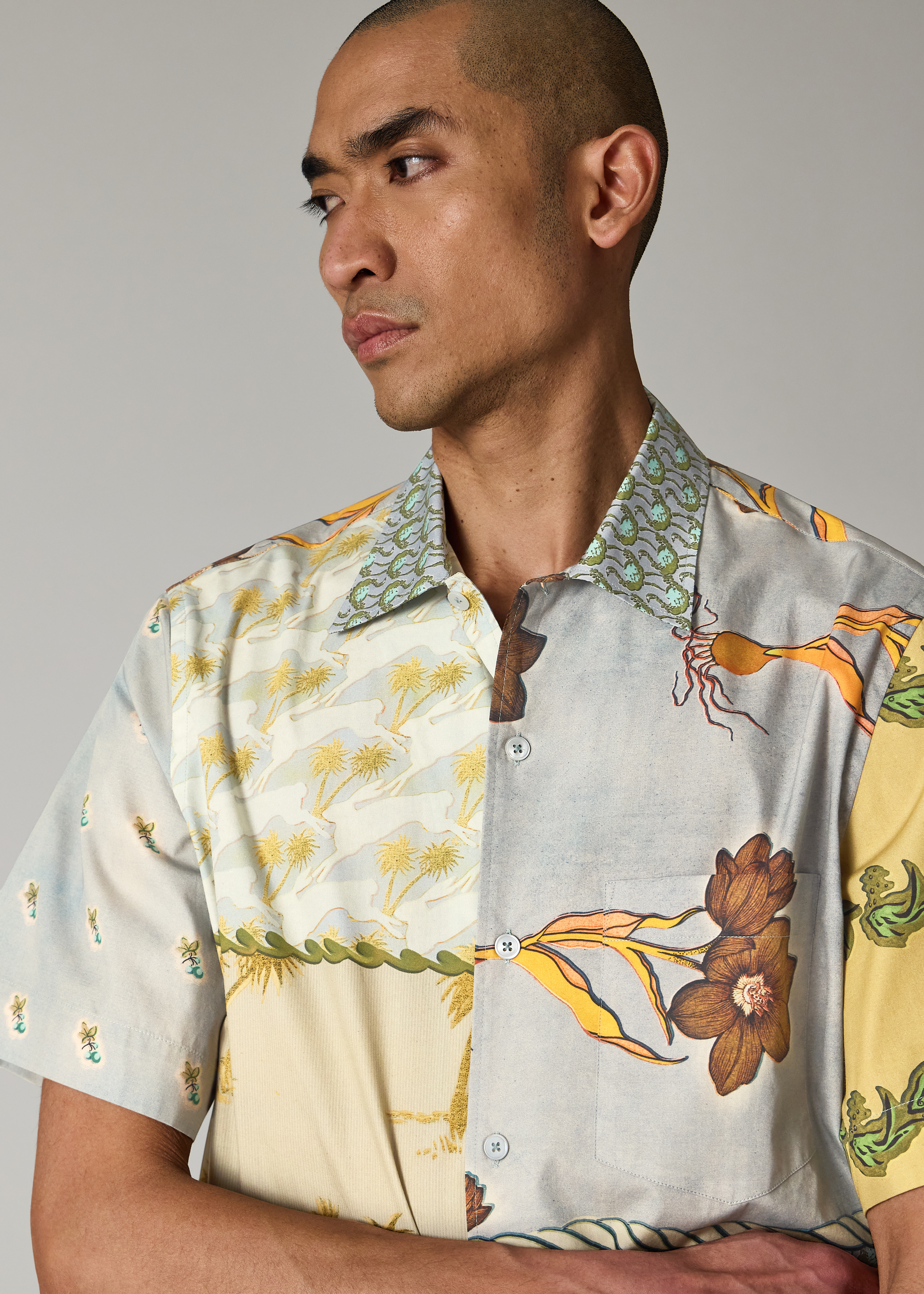 Blue and Yellow 'Textile' Shirt