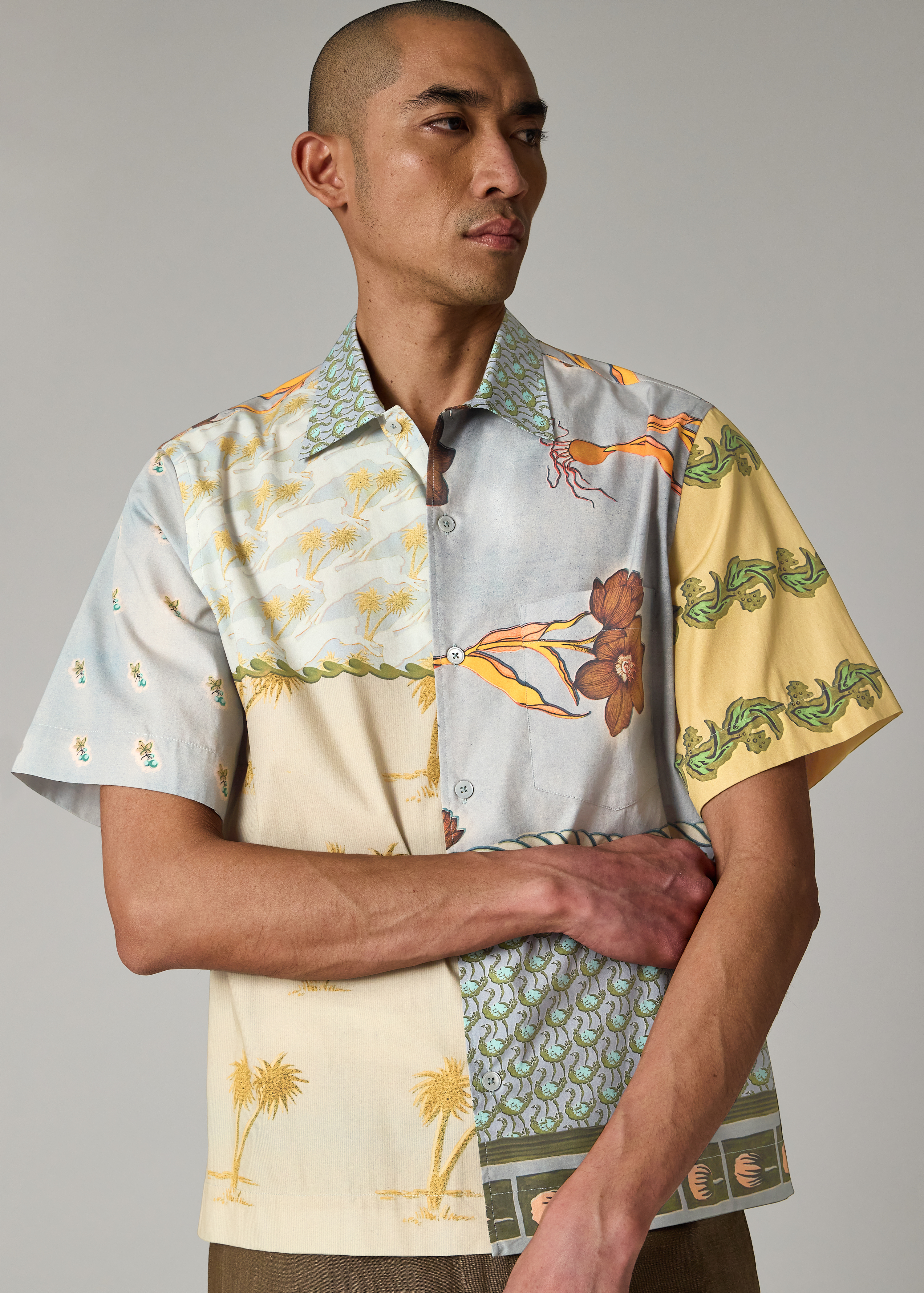 Blue and Yellow 'Textile' Shirt