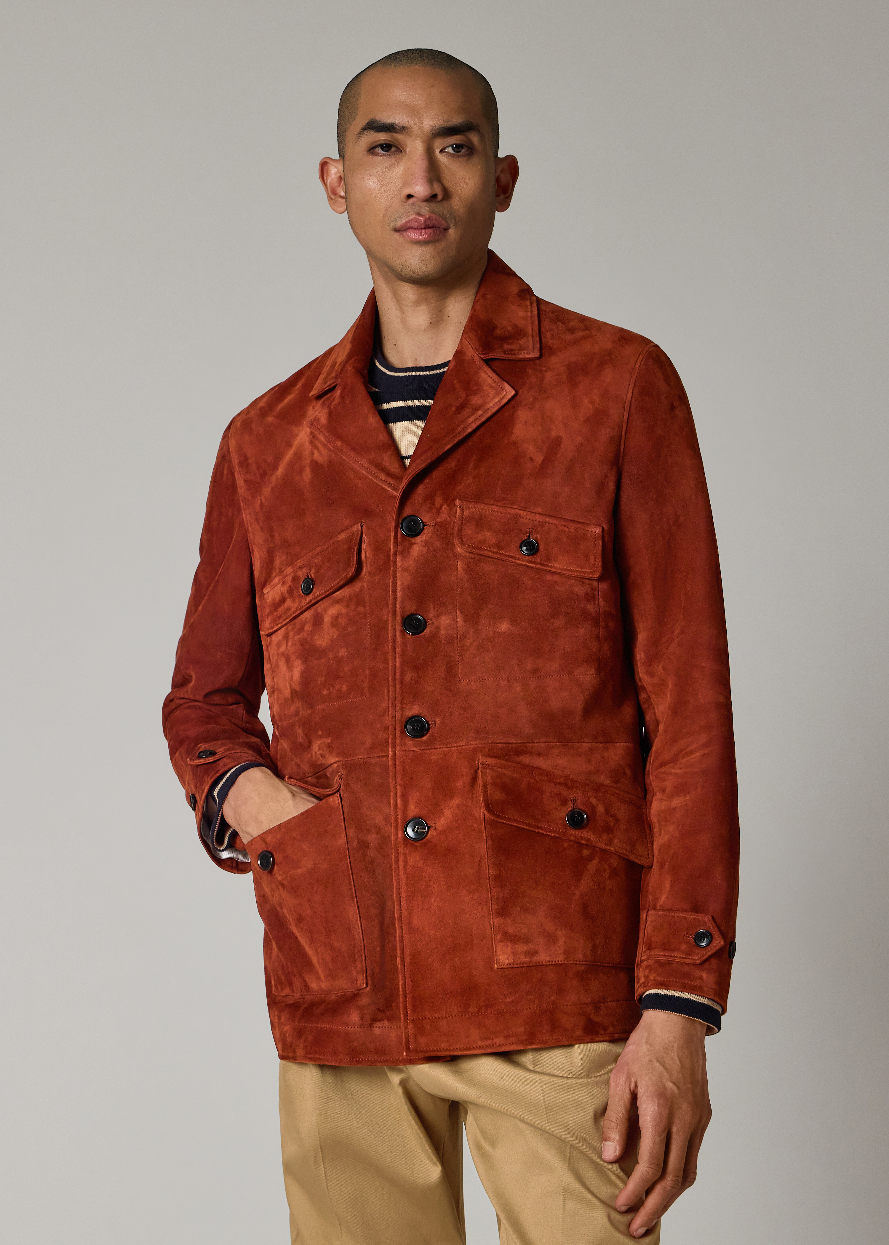 Dark Red Suede Field Jacket