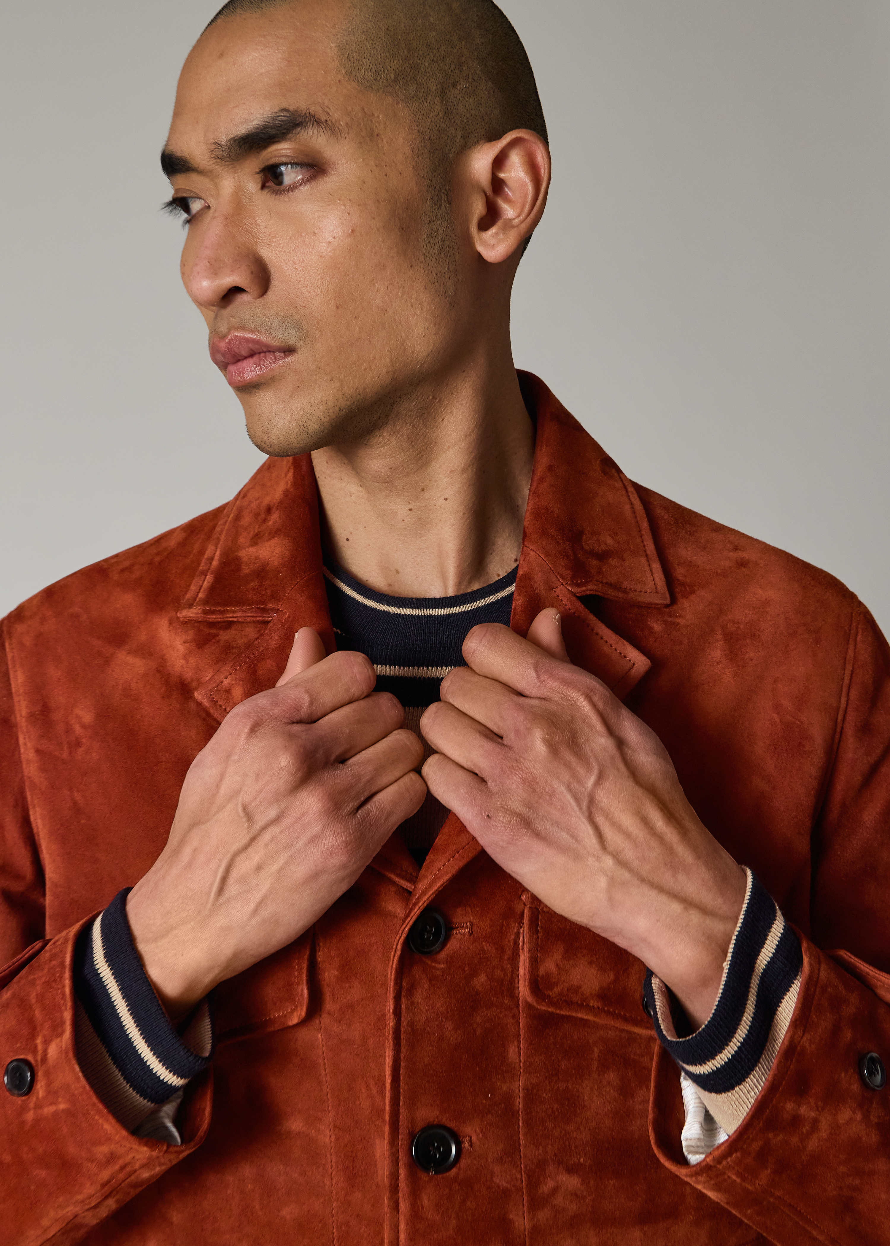 Dark Red Suede Field Jacket