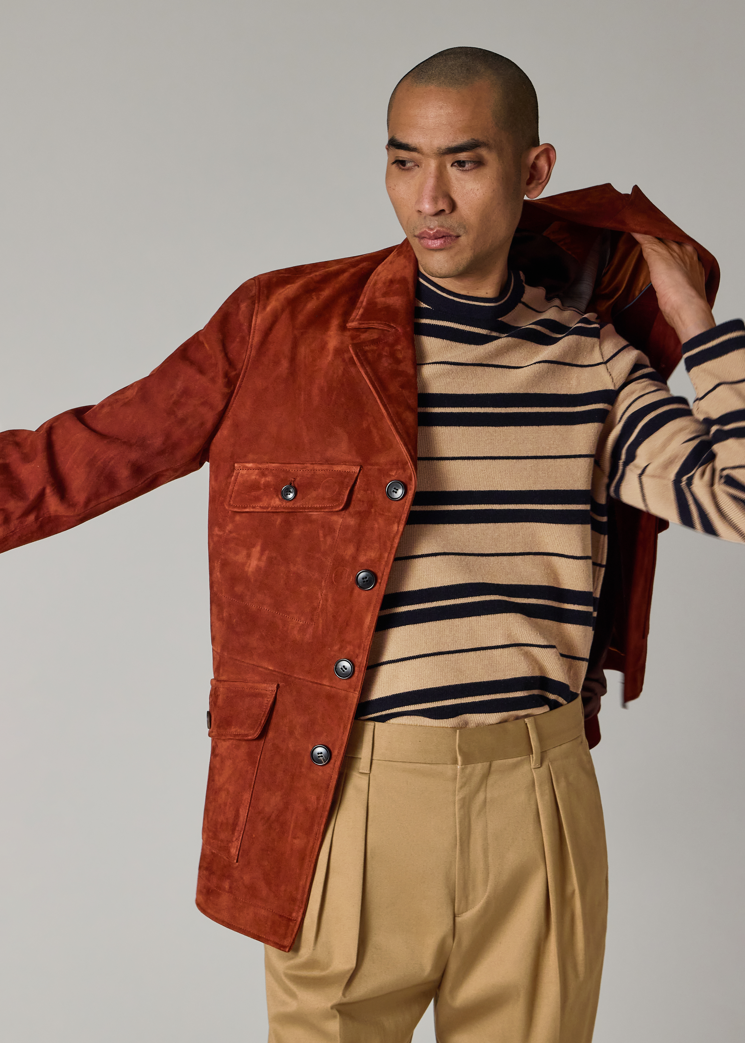 Dark Red Suede Field Jacket