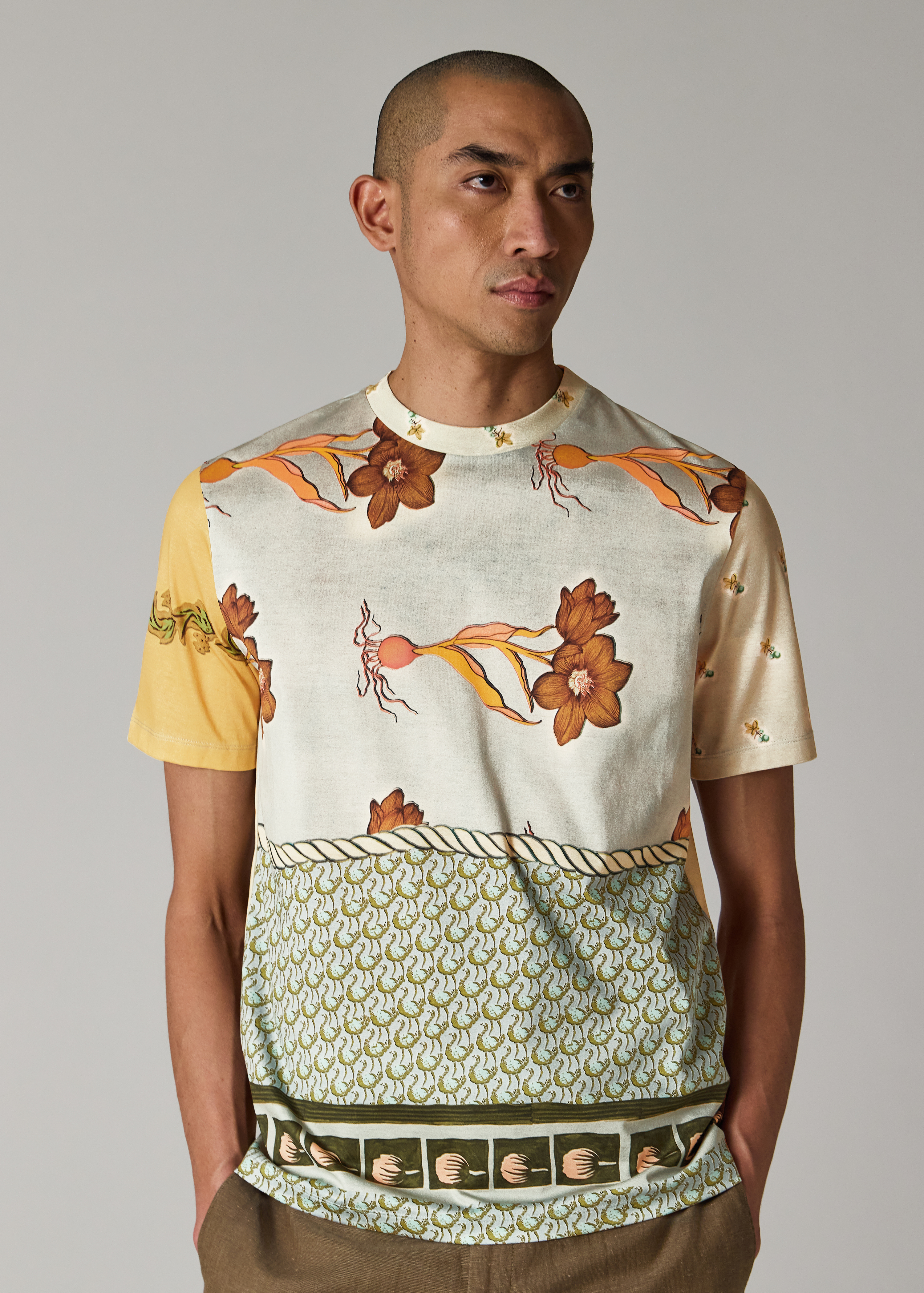 Blue and Yellow 'Textile' T-Shirt