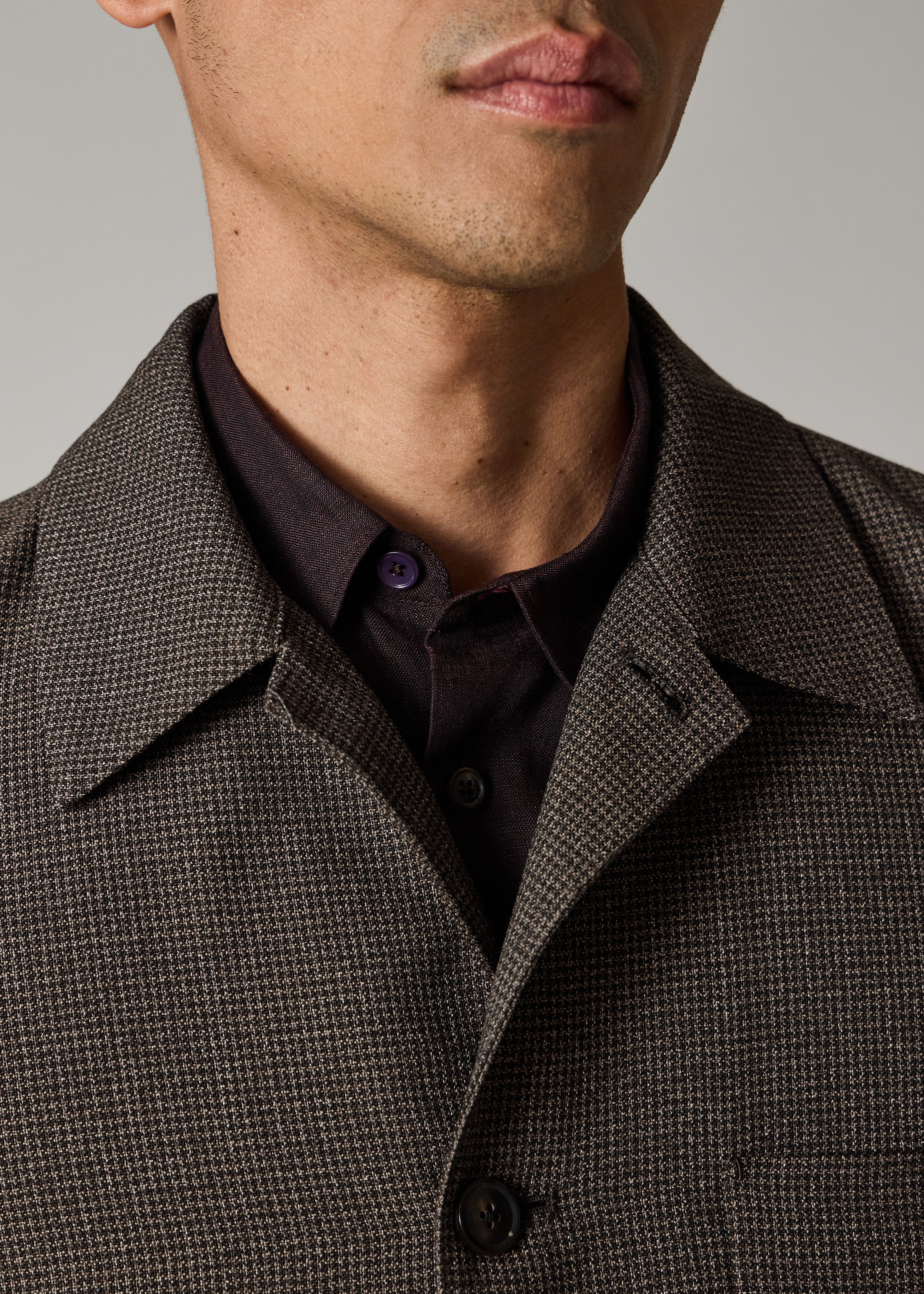 Brown Check Two-Ply Merino Work Jacket