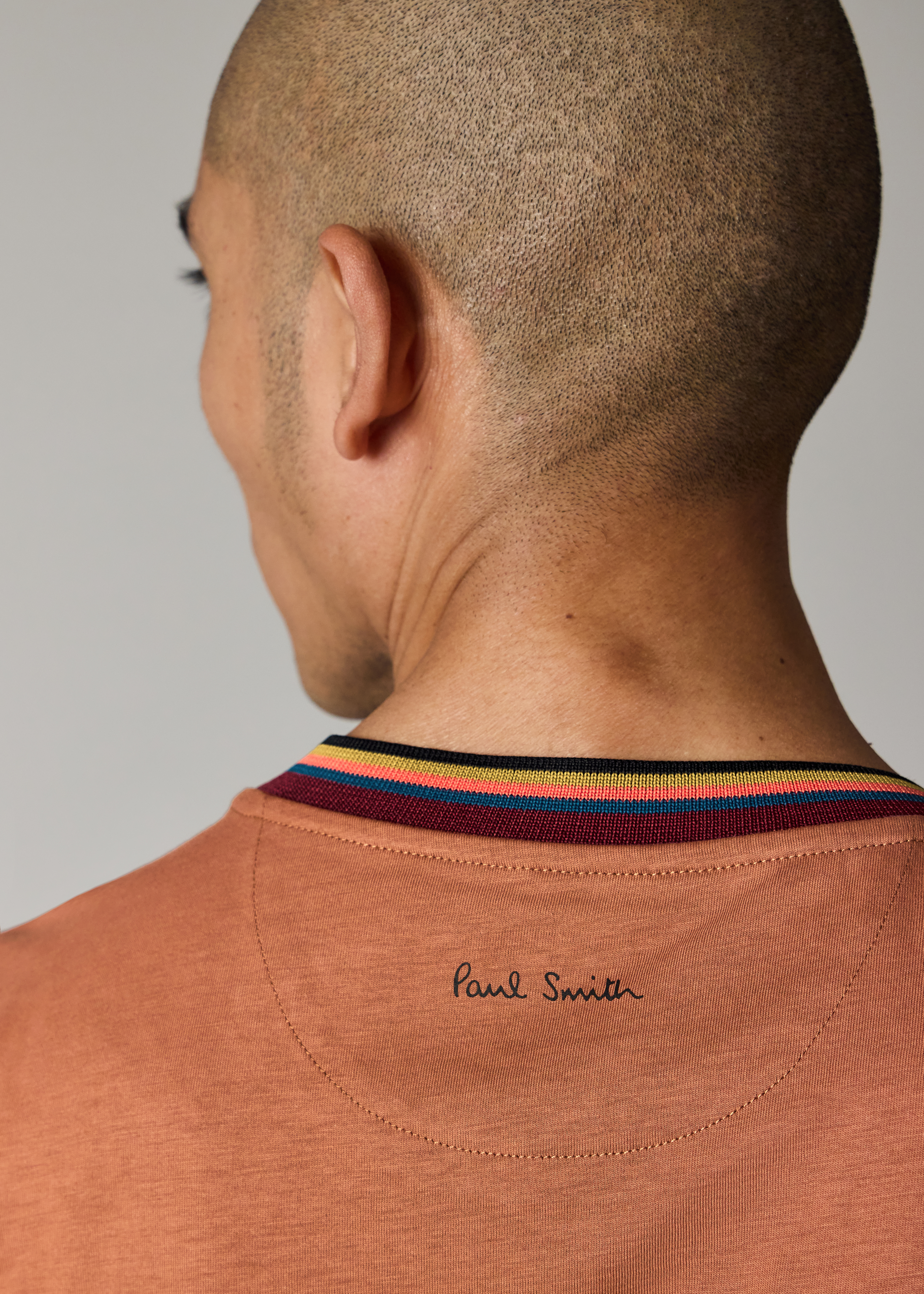 Terracotta 'Artist Stripe' Collar T-Shirt