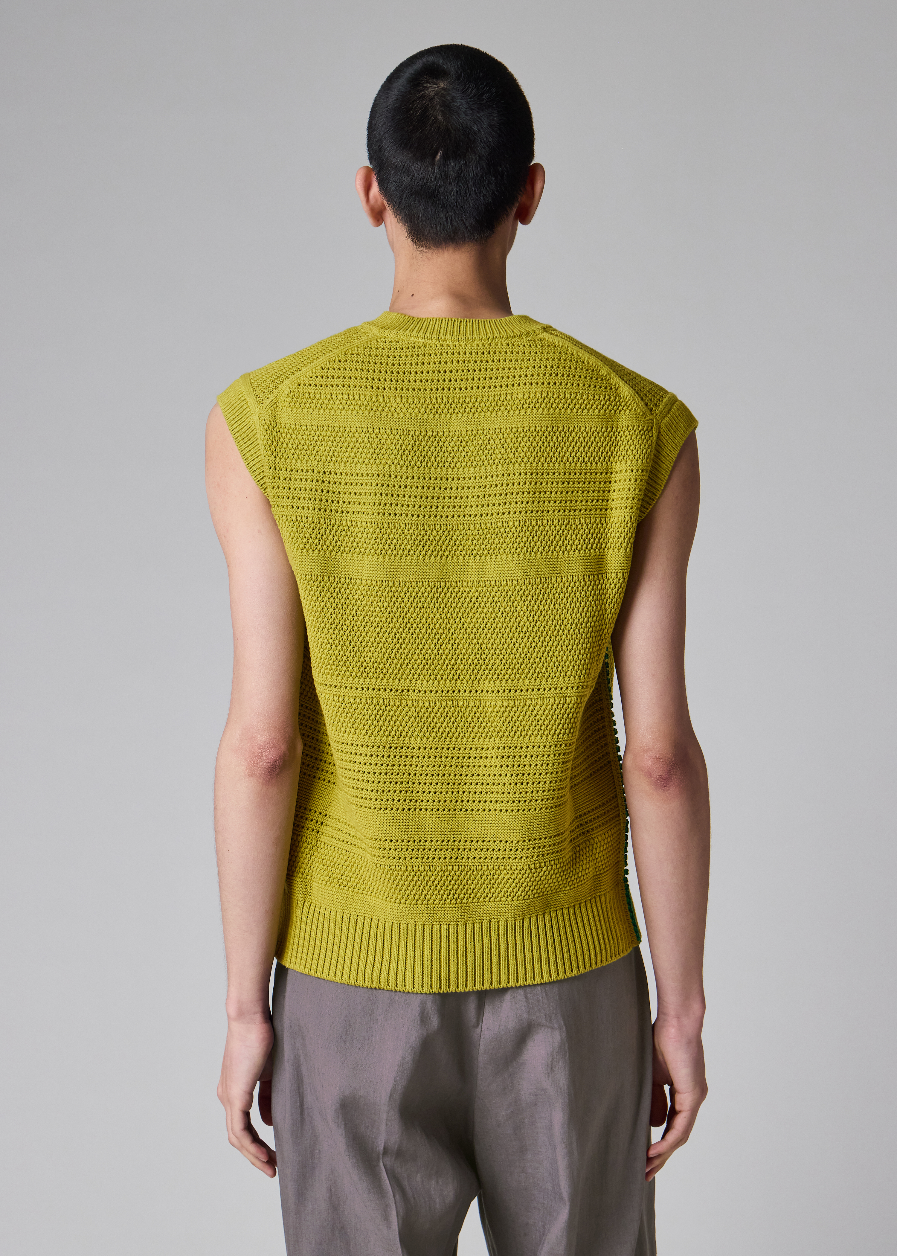 Lime Textured Cotton Knitted Vest
