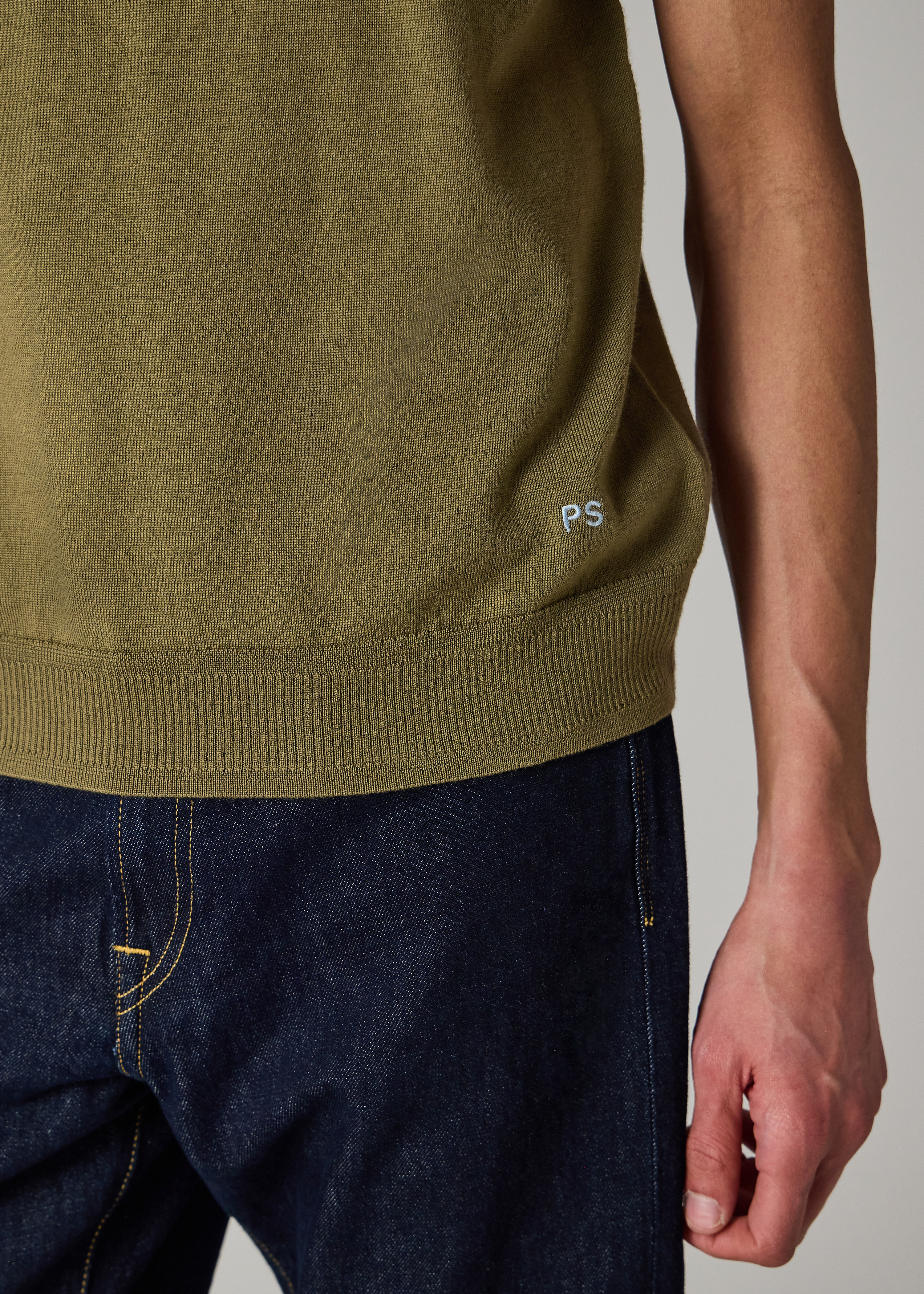 Khaki Merino Wool Polo Shirt
