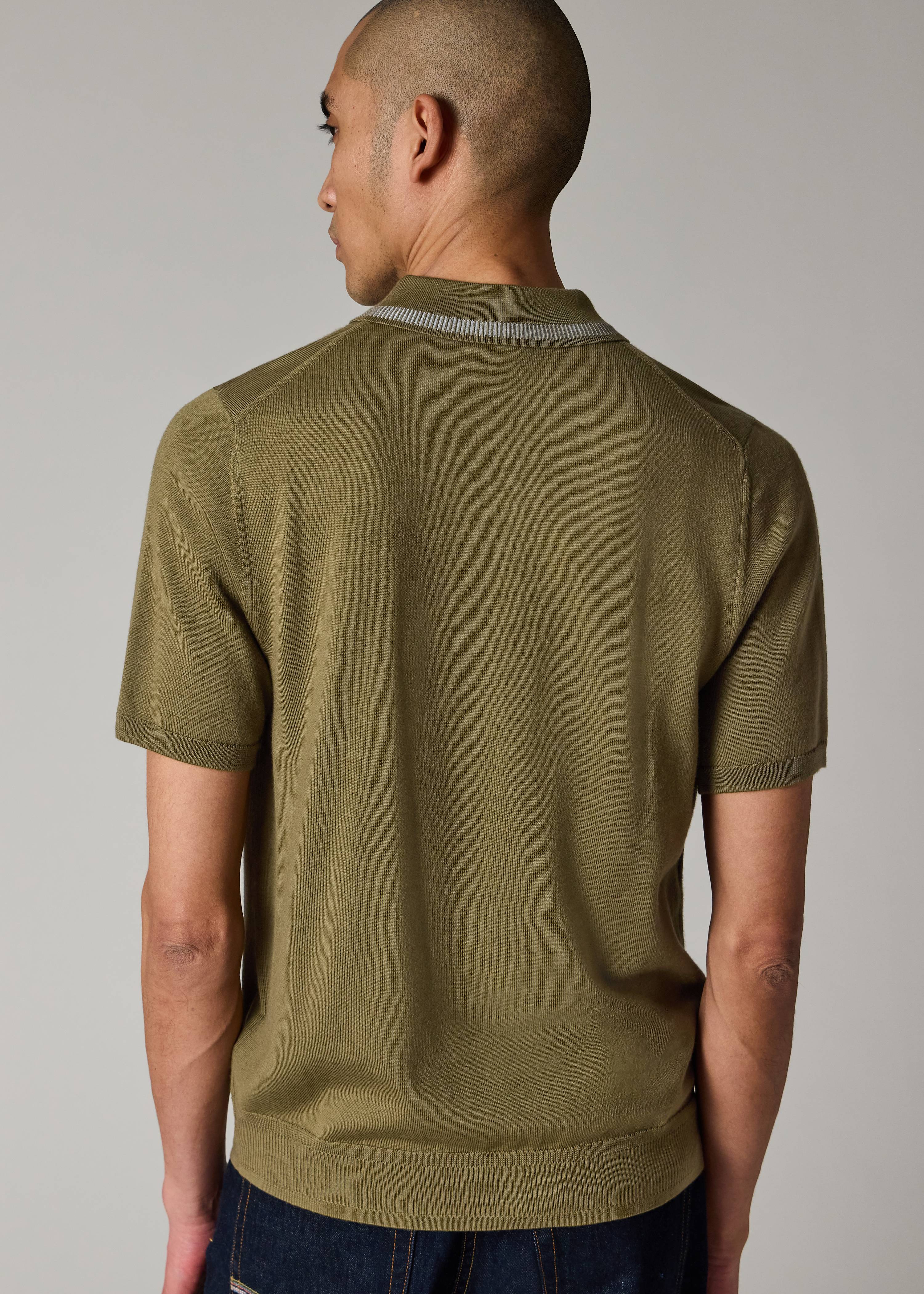 Khaki Merino Wool Polo Shirt