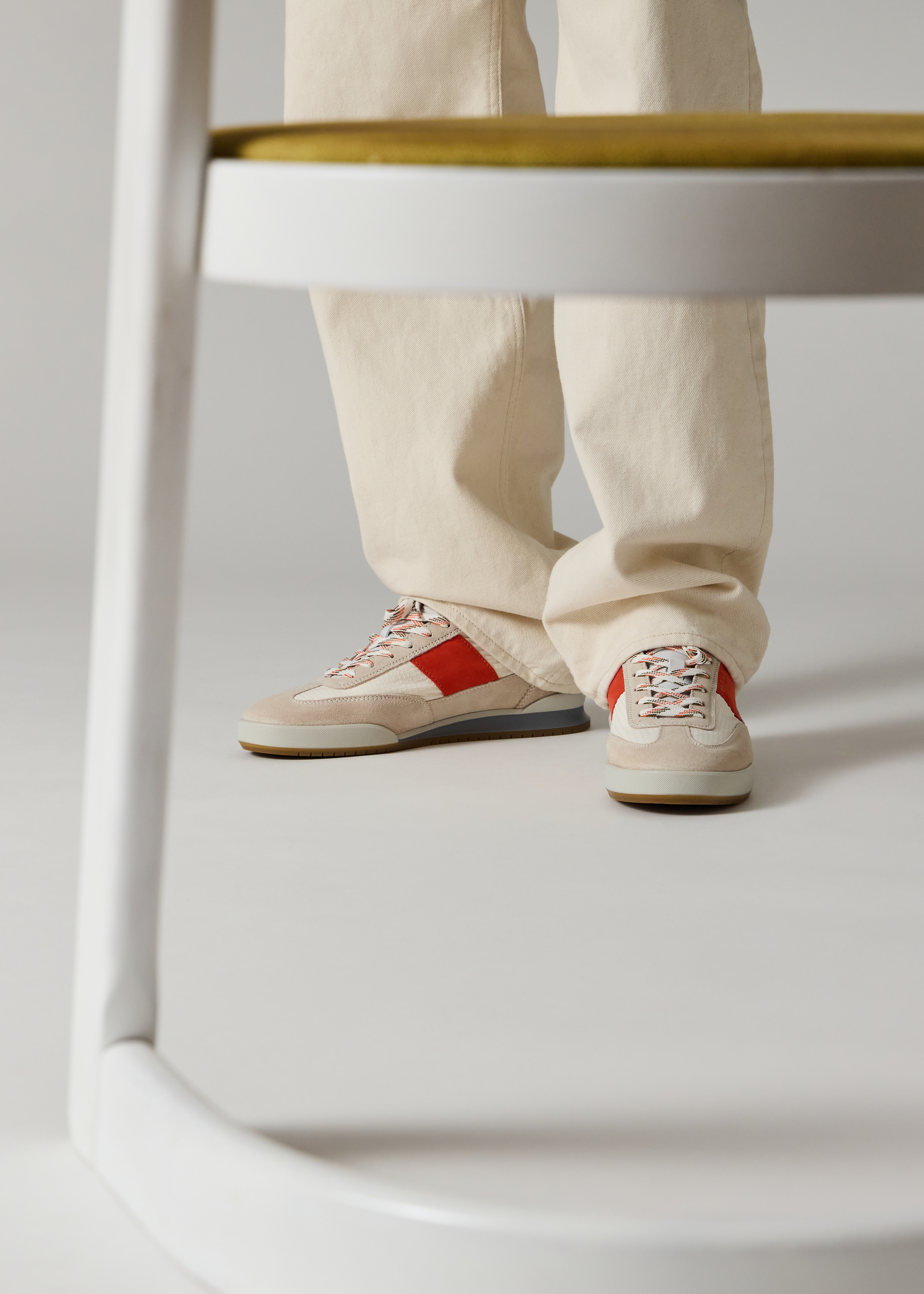White and Red 'Dover' Trainers