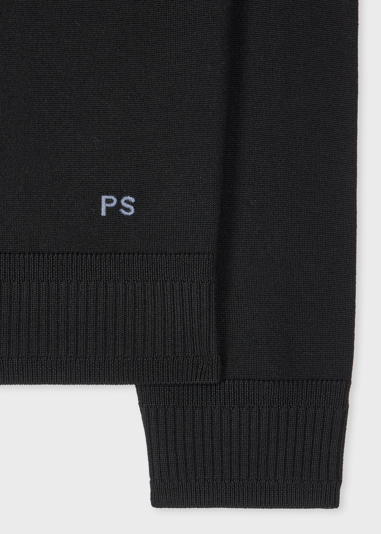 Black Merino Wool Quarter Zip Sweater