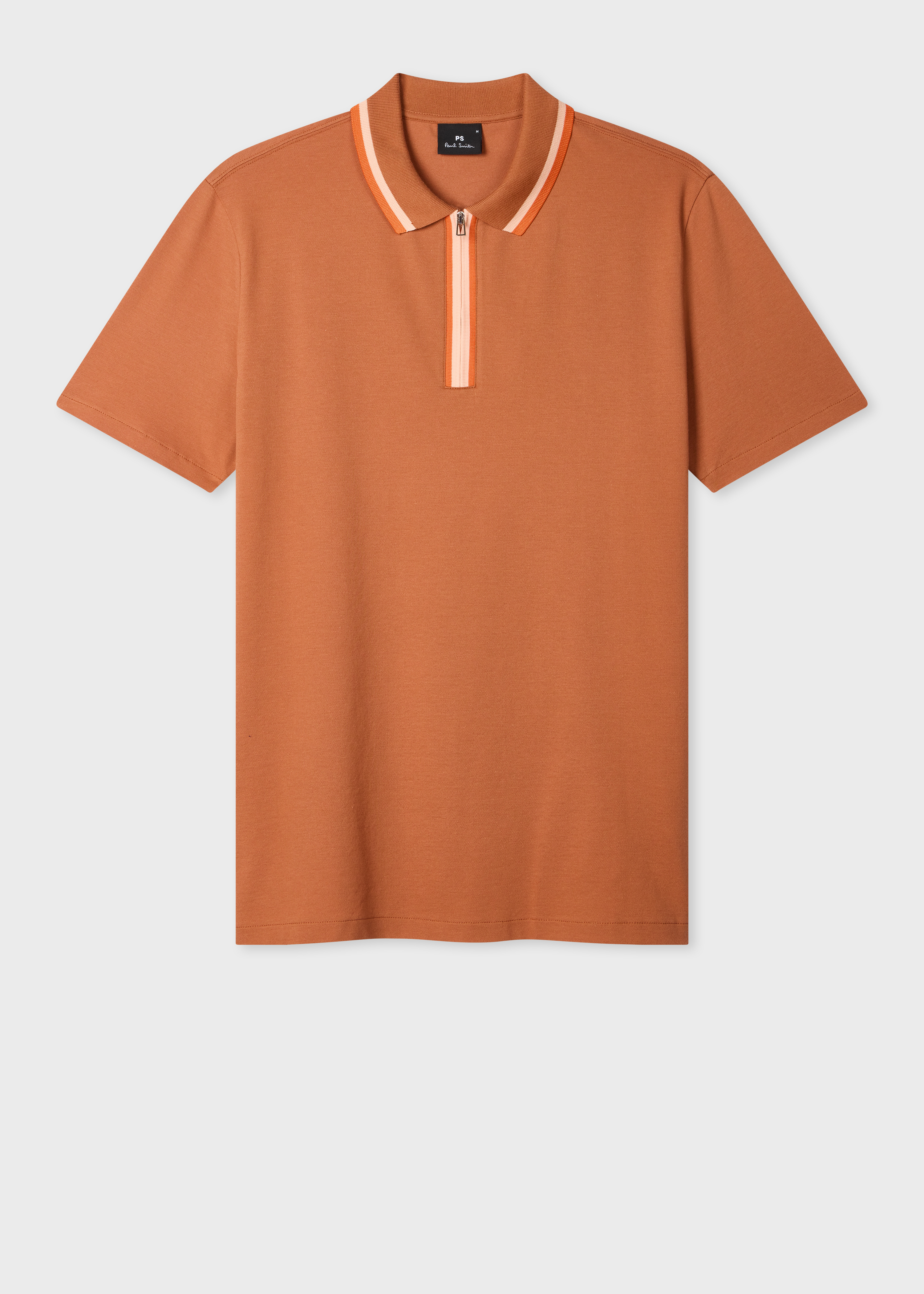Rust Contrast Tipping Zip Polo Shirt
