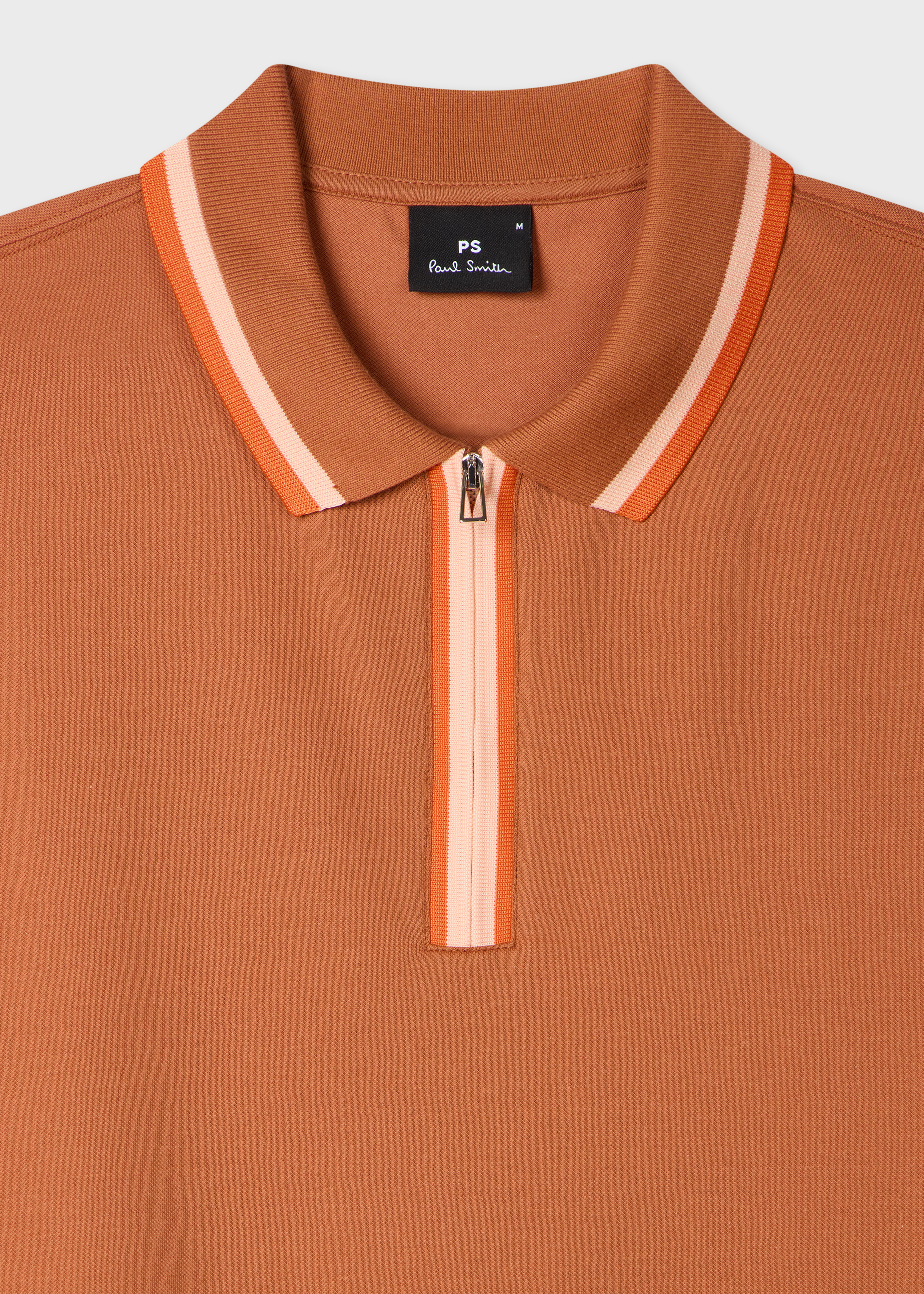 Rust Contrast Tipping Zip Polo Shirt