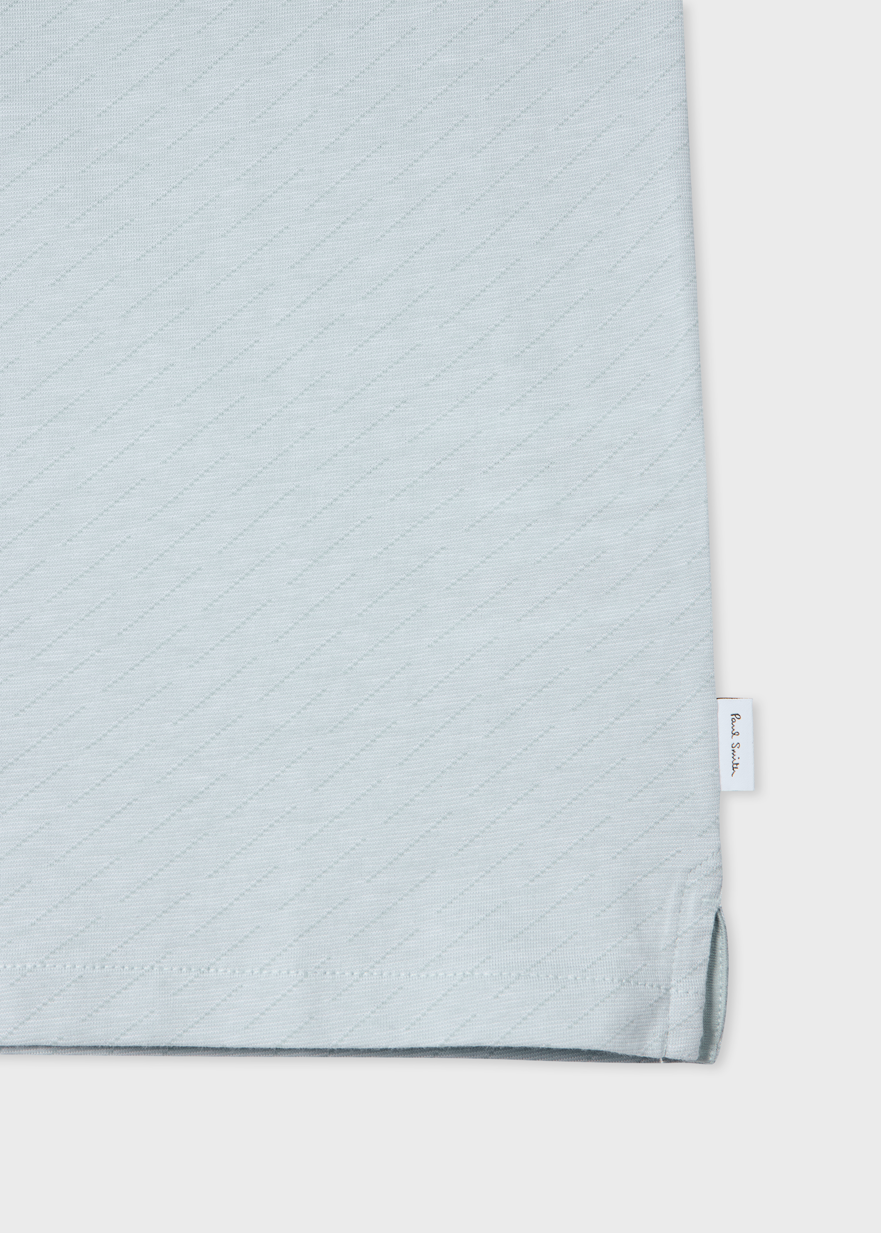 Pale Blue Jacquard Zip-Neck Polo Shirt
