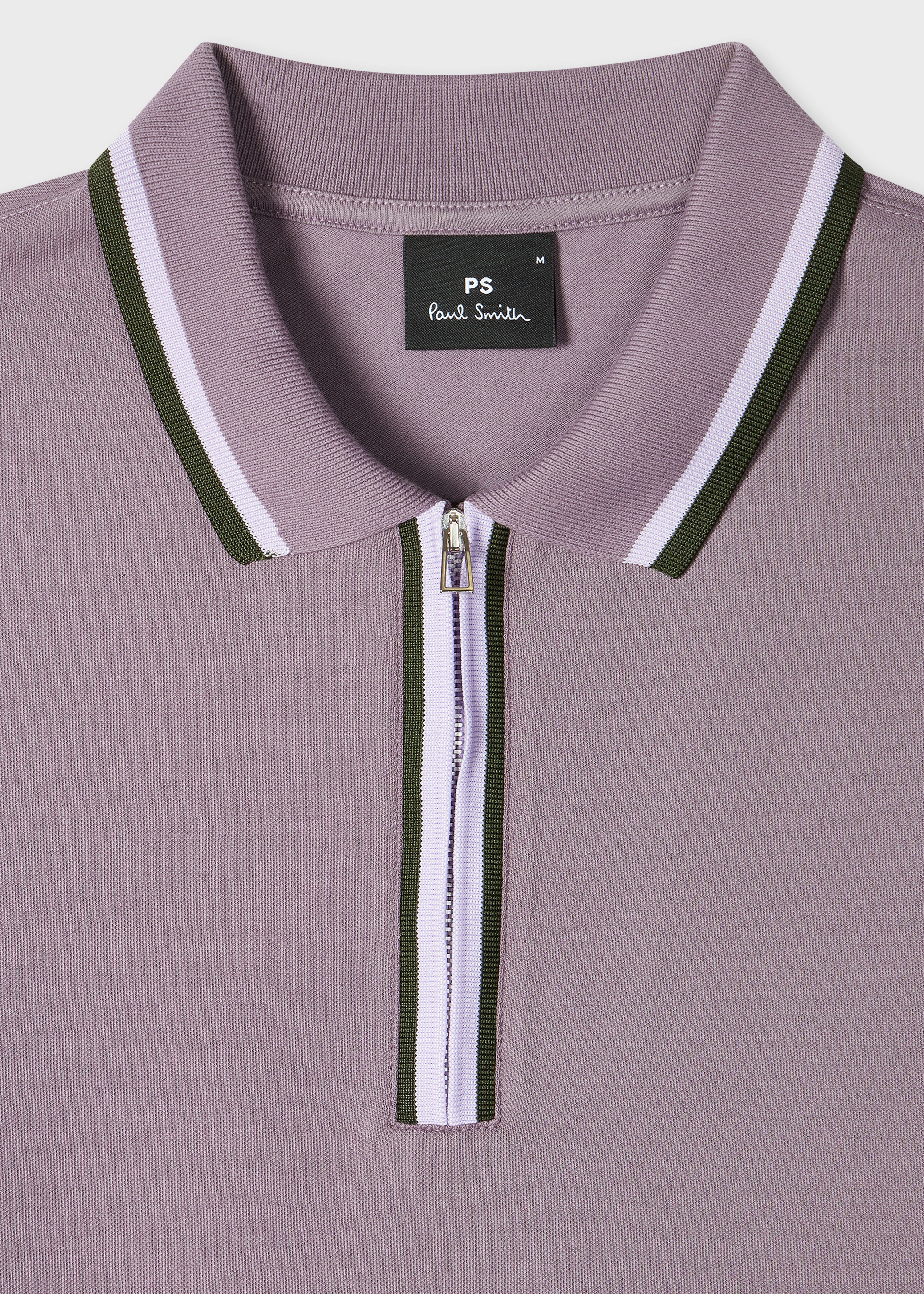 Washed Mauve Contrast Tipping Zip Polo Shirt