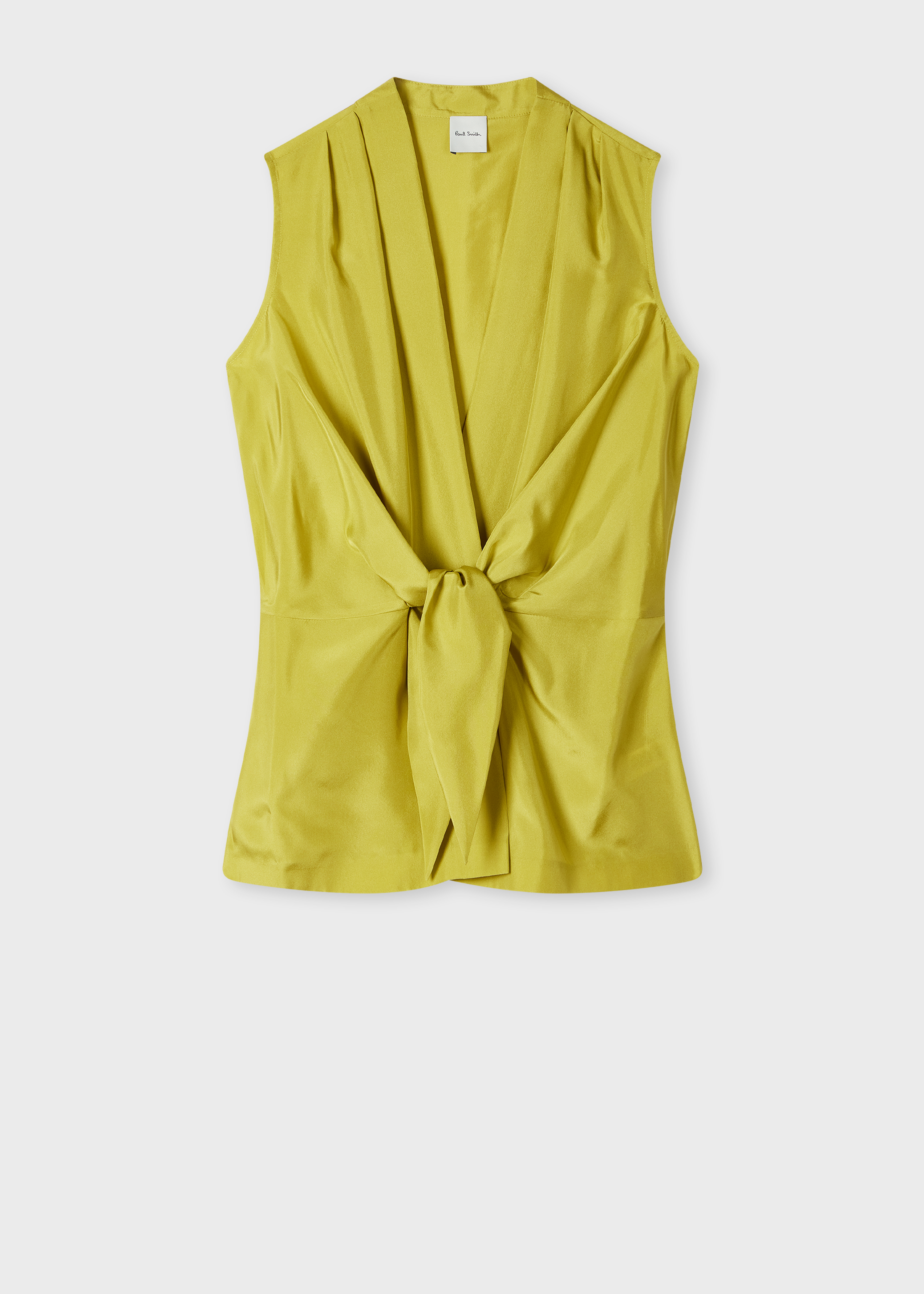 Women's Bright Green Silk Front Tie Top