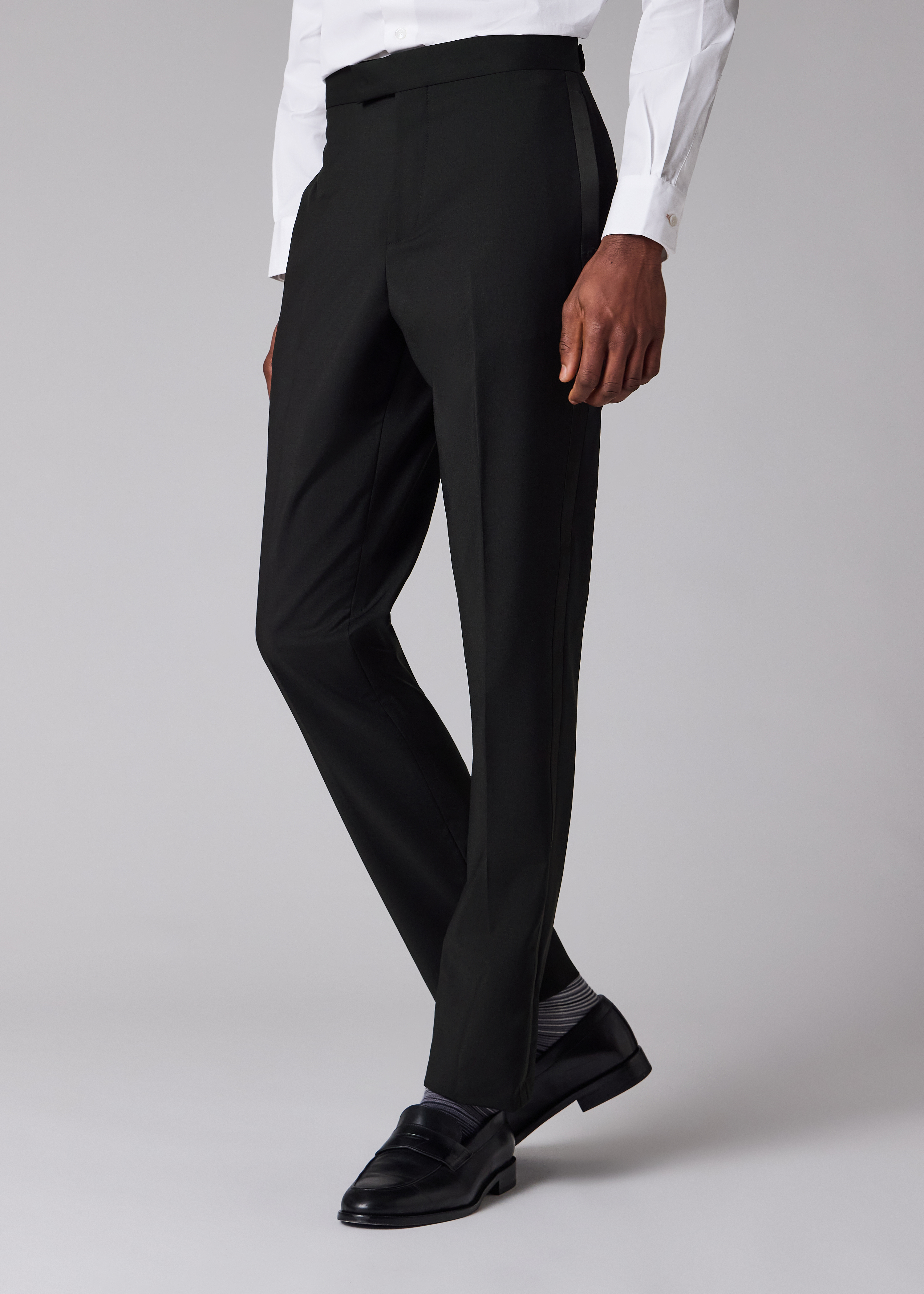 Tailored-Fit Black Wool-Mohair Evening Trousers
