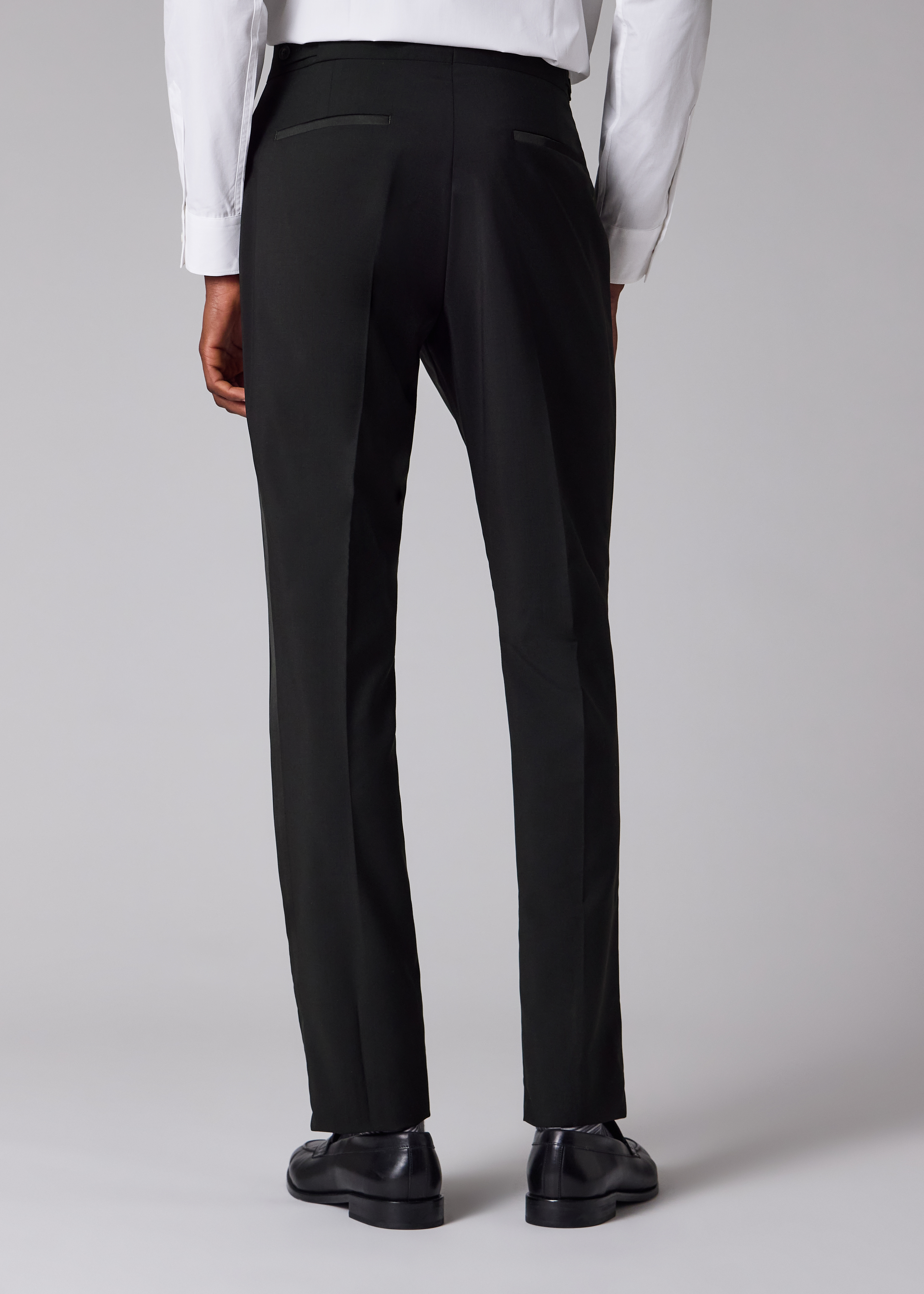 Tailored-Fit Black Wool-Mohair Evening Trousers