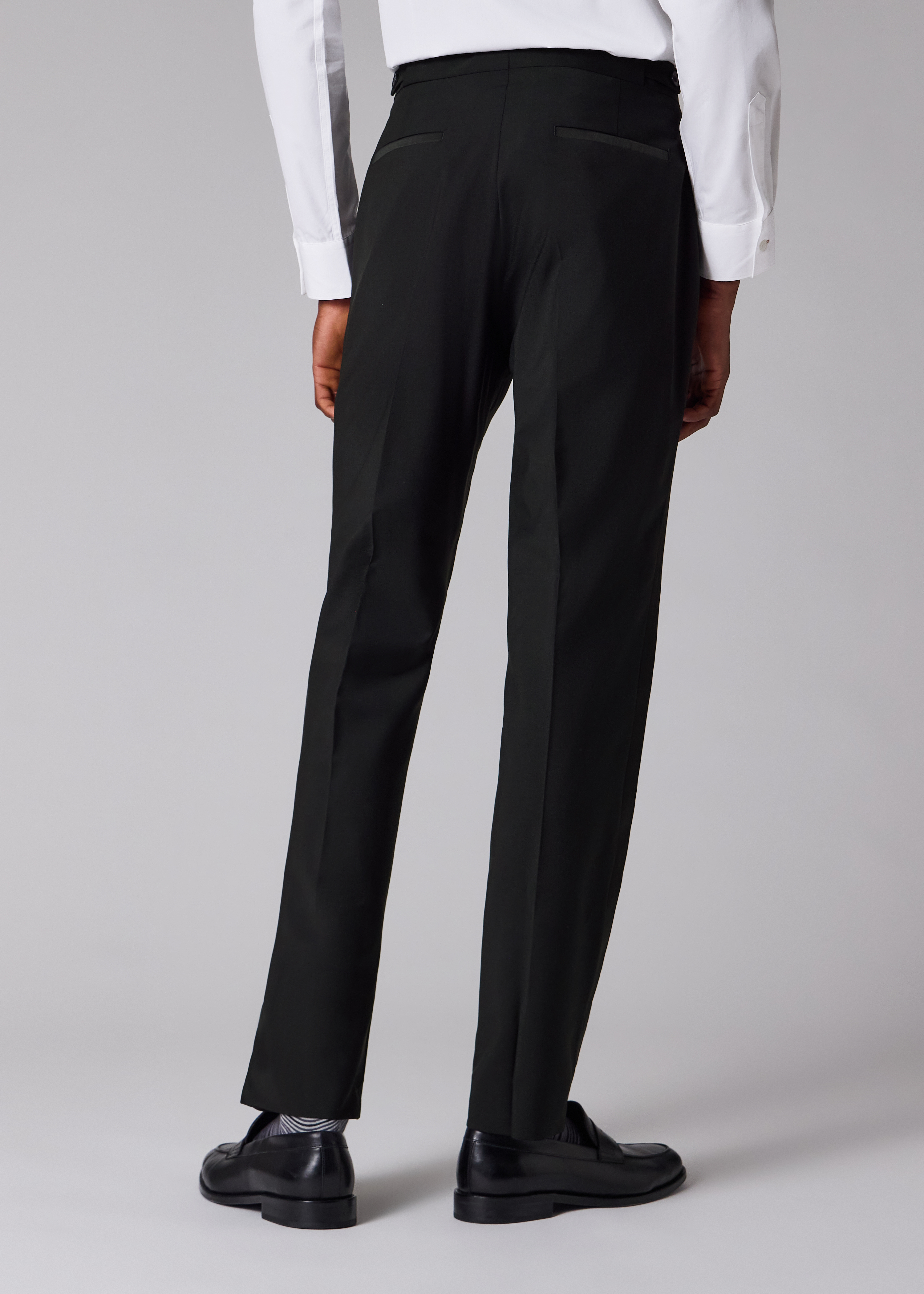 Tailored-Fit Black Wool-Mohair Evening Trousers