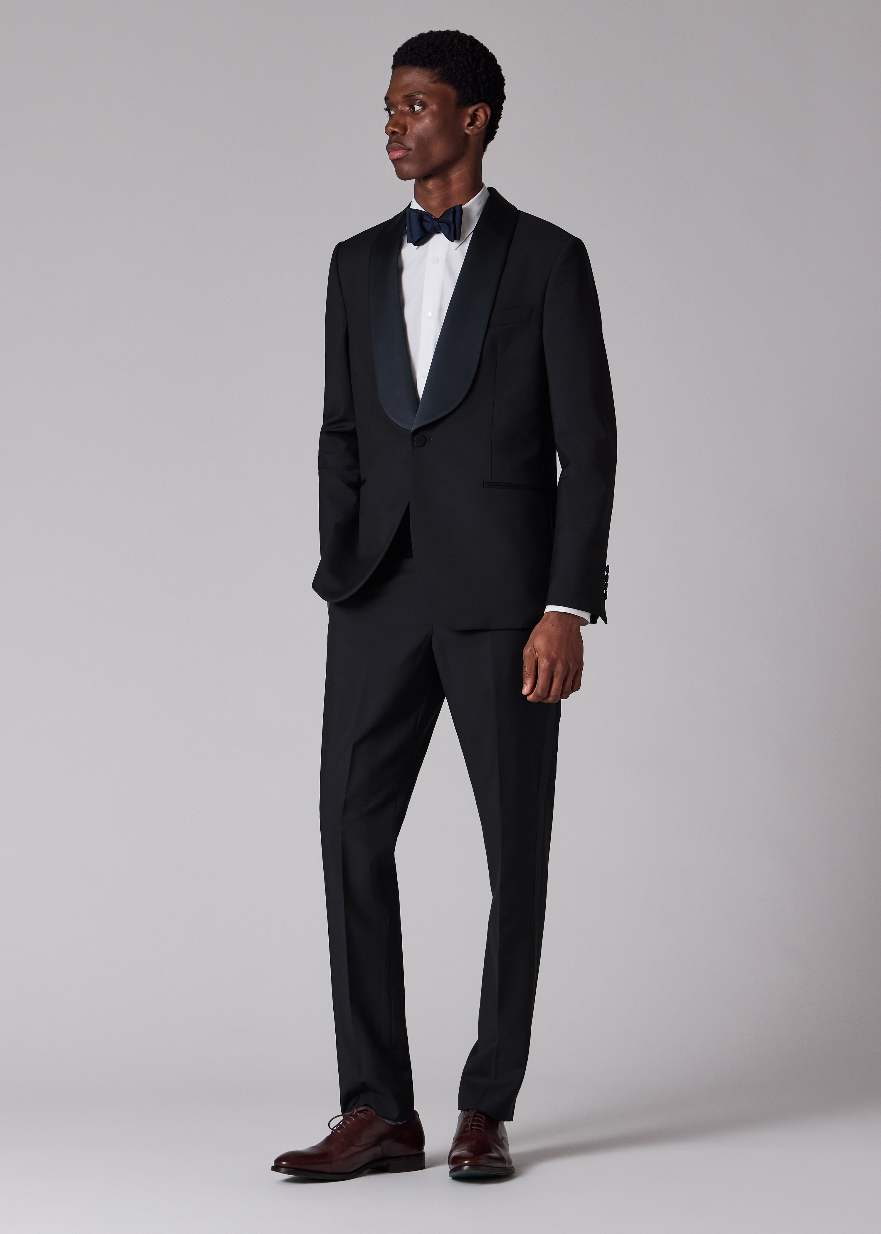 Tailored-Fit Navy Wool-Mohair Evening Trousers