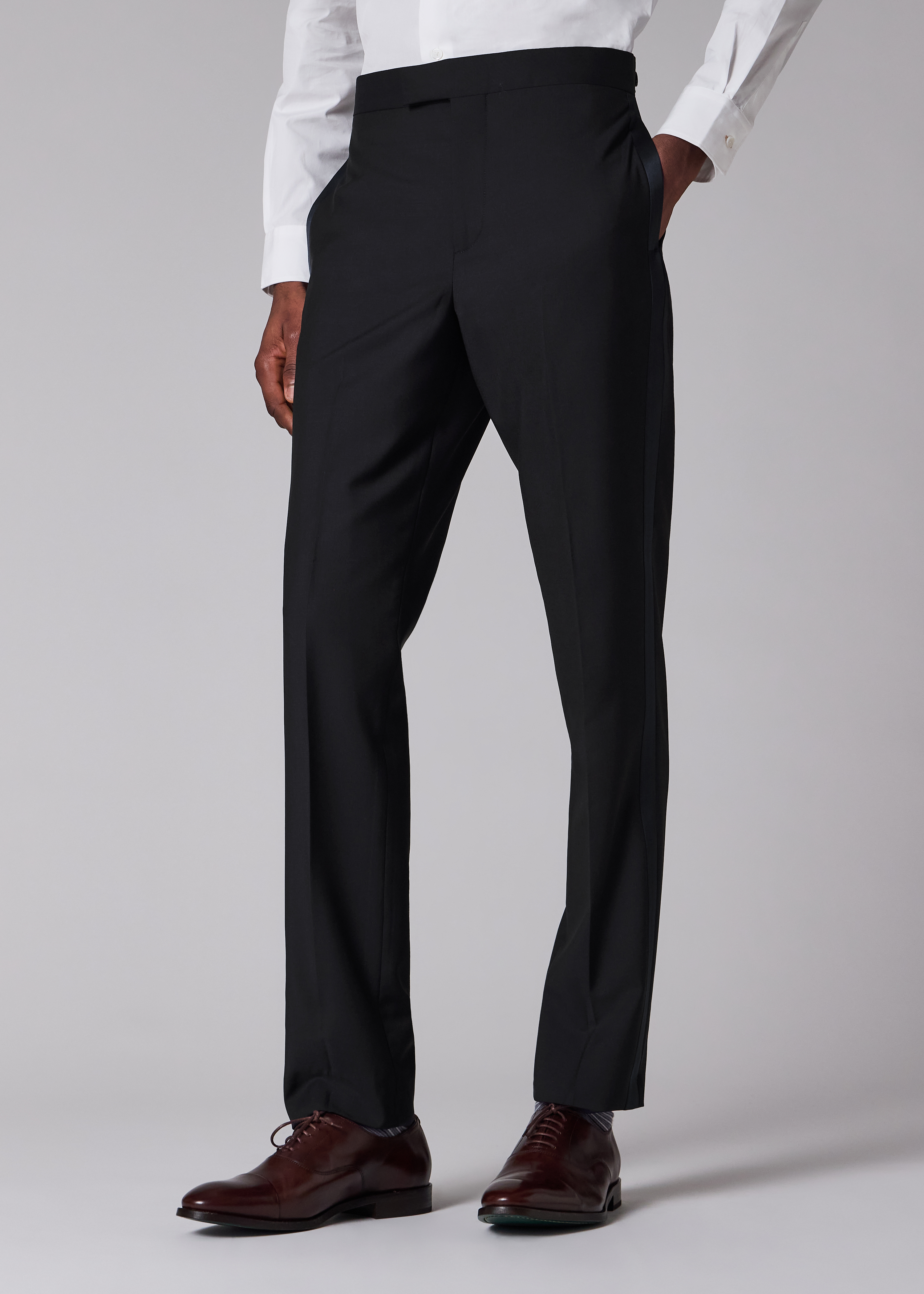 Tailored-Fit Navy Wool-Mohair Evening Trousers