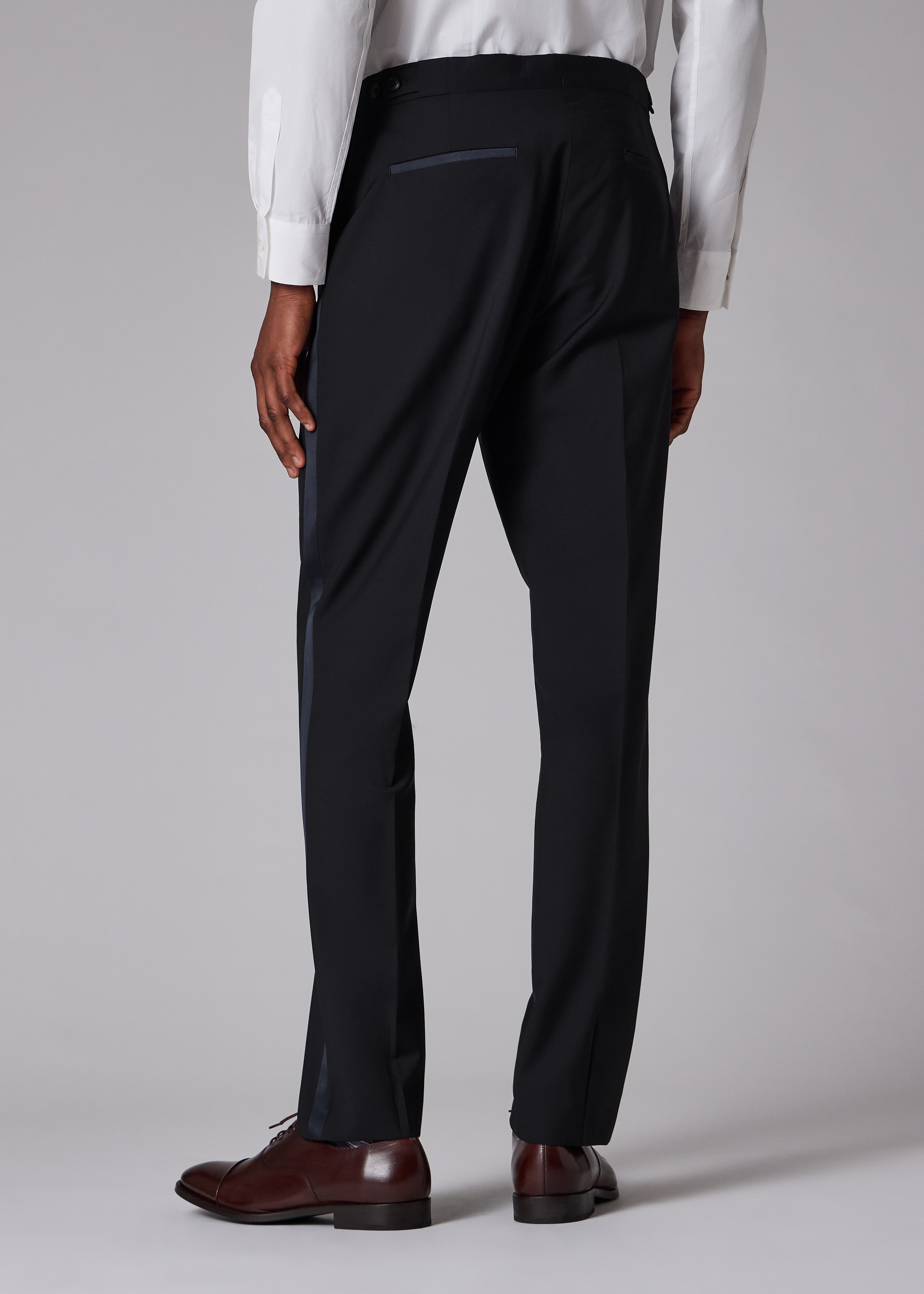 Tailored-Fit Navy Wool-Mohair Evening Trousers