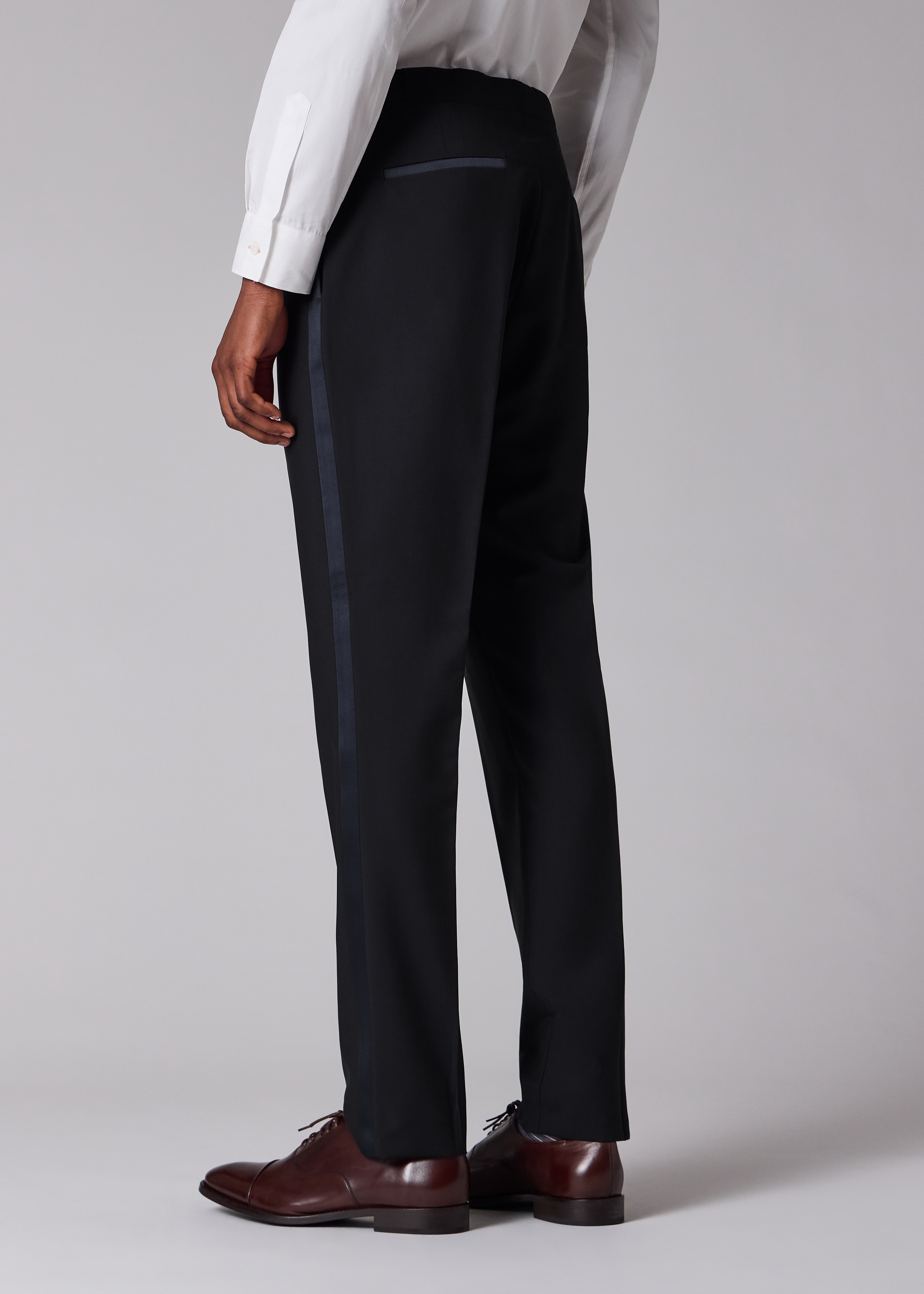 Tailored-Fit Navy Wool-Mohair Evening Trousers