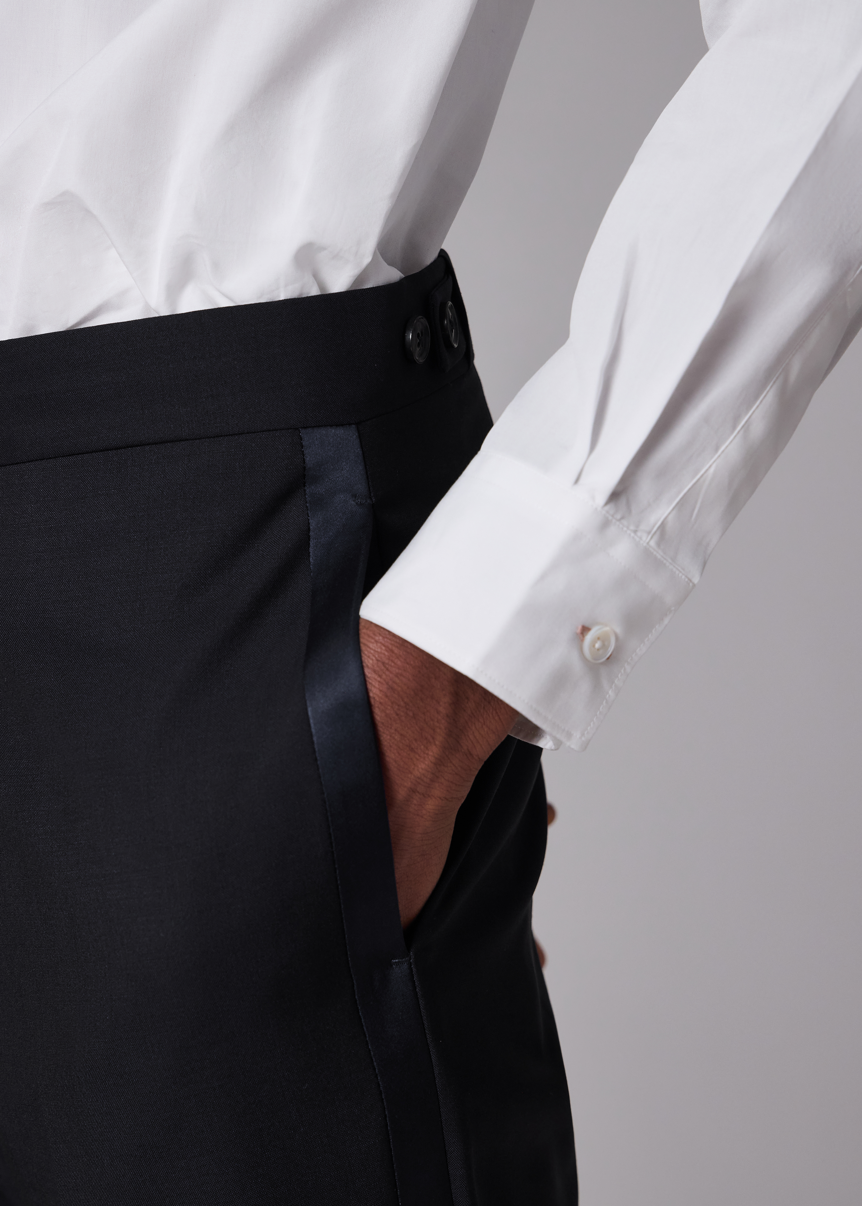 Tailored-Fit Navy Wool-Mohair Evening Trousers
