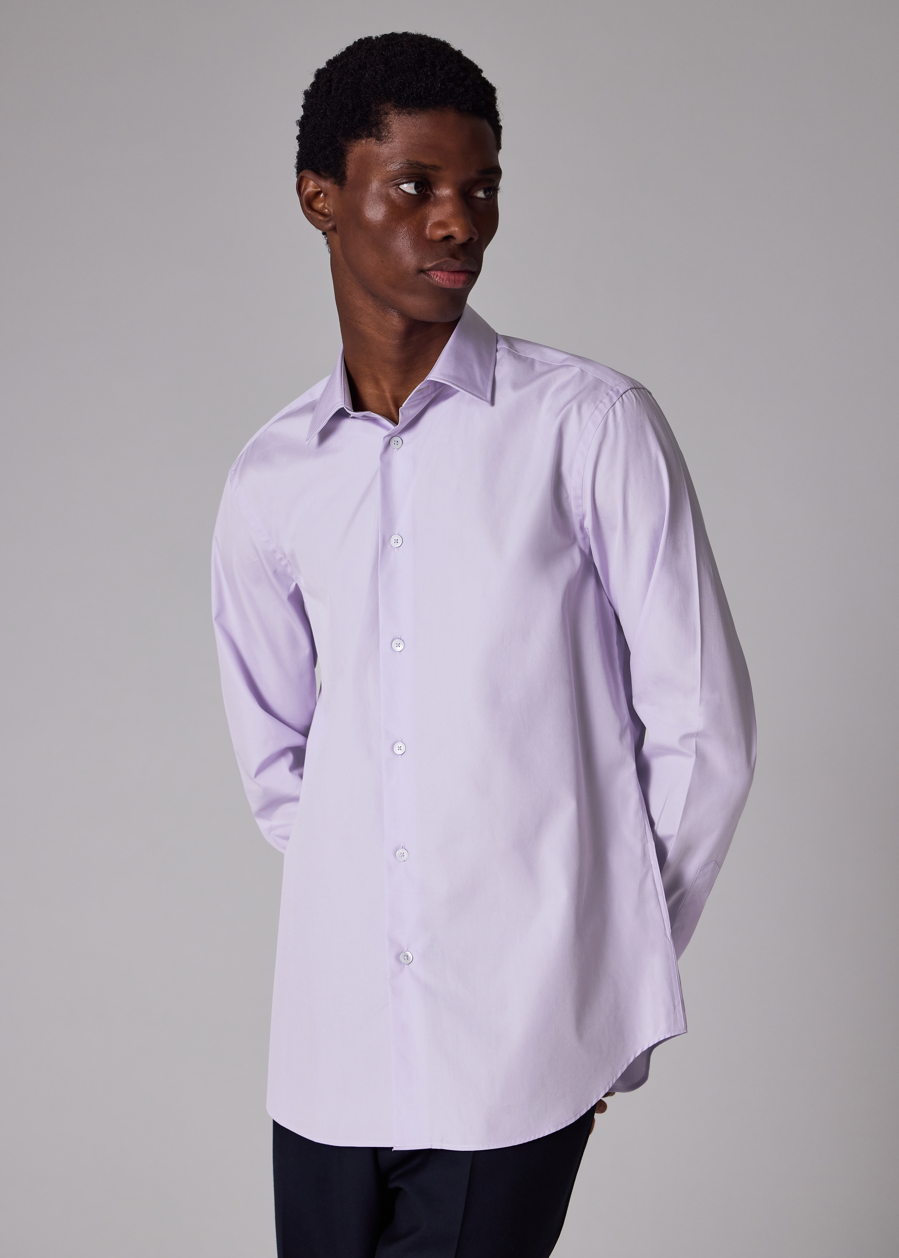 Tailored-Fit Pale Lilac Cotton-Poplin Shirt