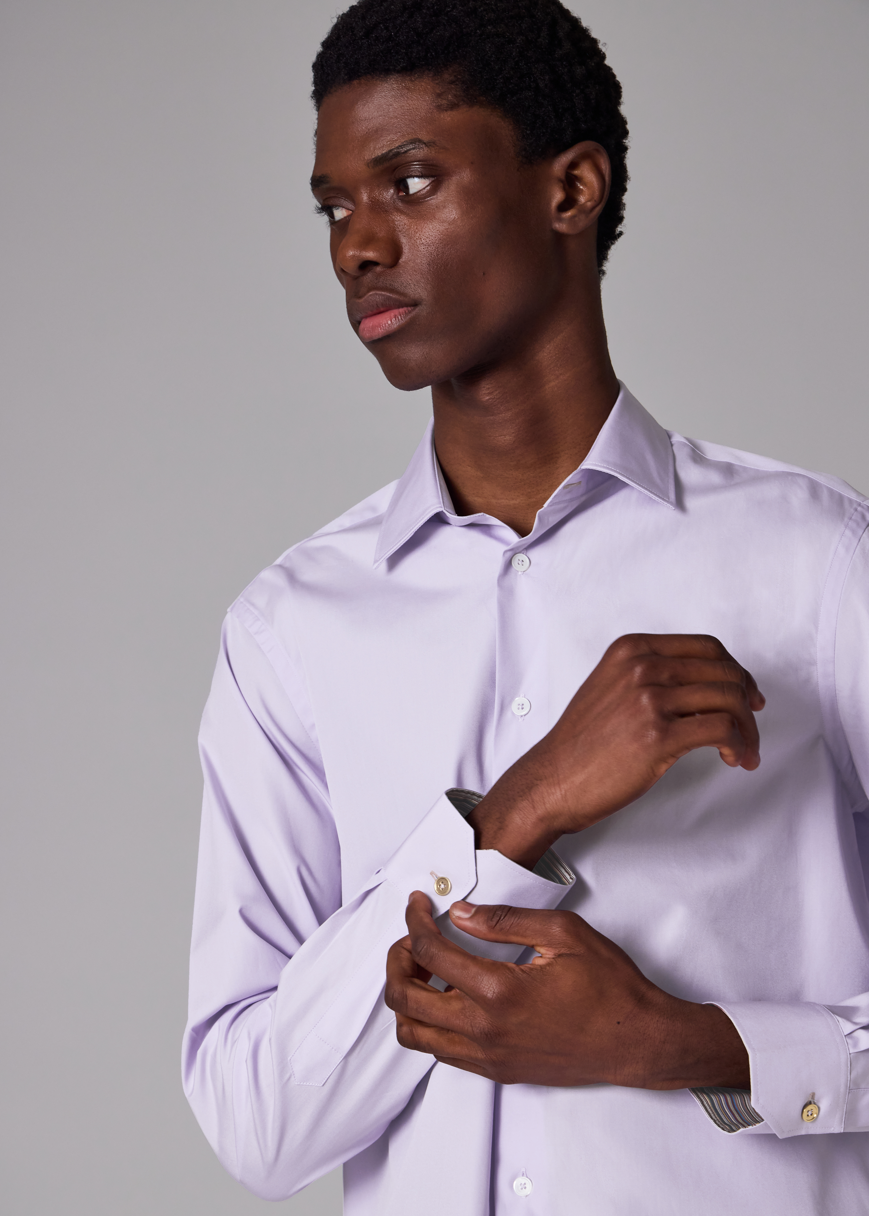Tailored-Fit Pale Lilac Cotton-Poplin Shirt