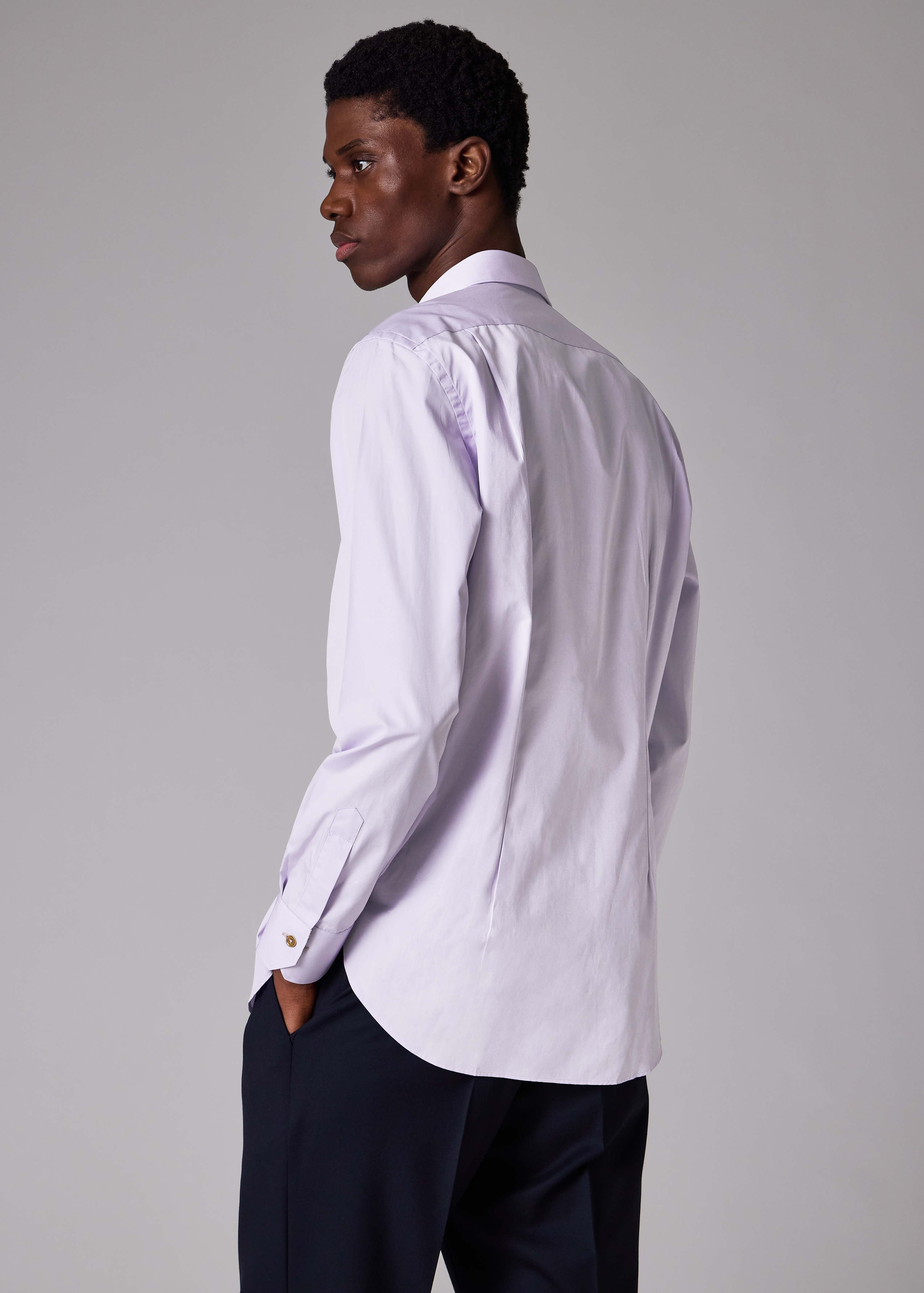 Tailored-Fit Pale Lilac Cotton-Poplin Shirt